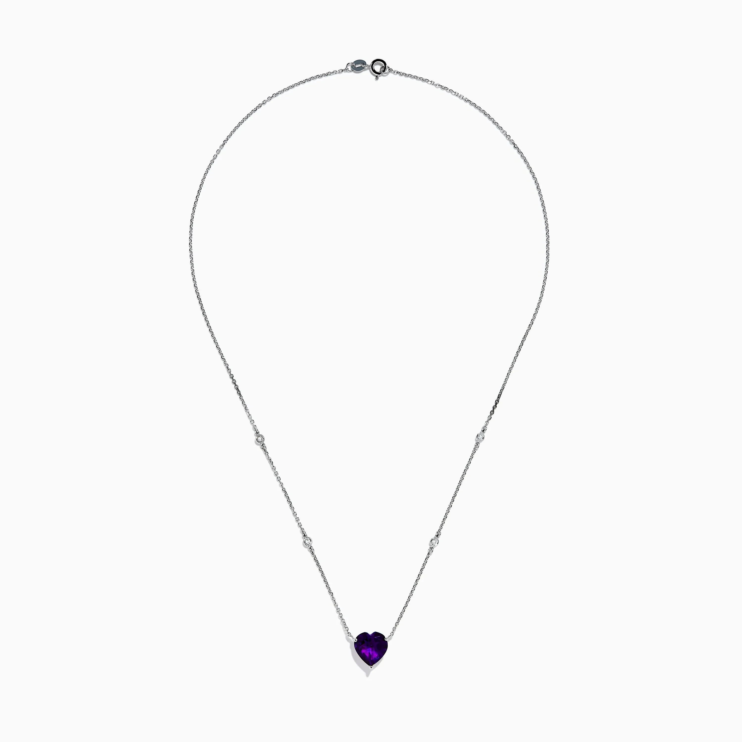 14K White Gold Amethyst and Diamond Heart Necklace sold by Effy product image thumbnail 3