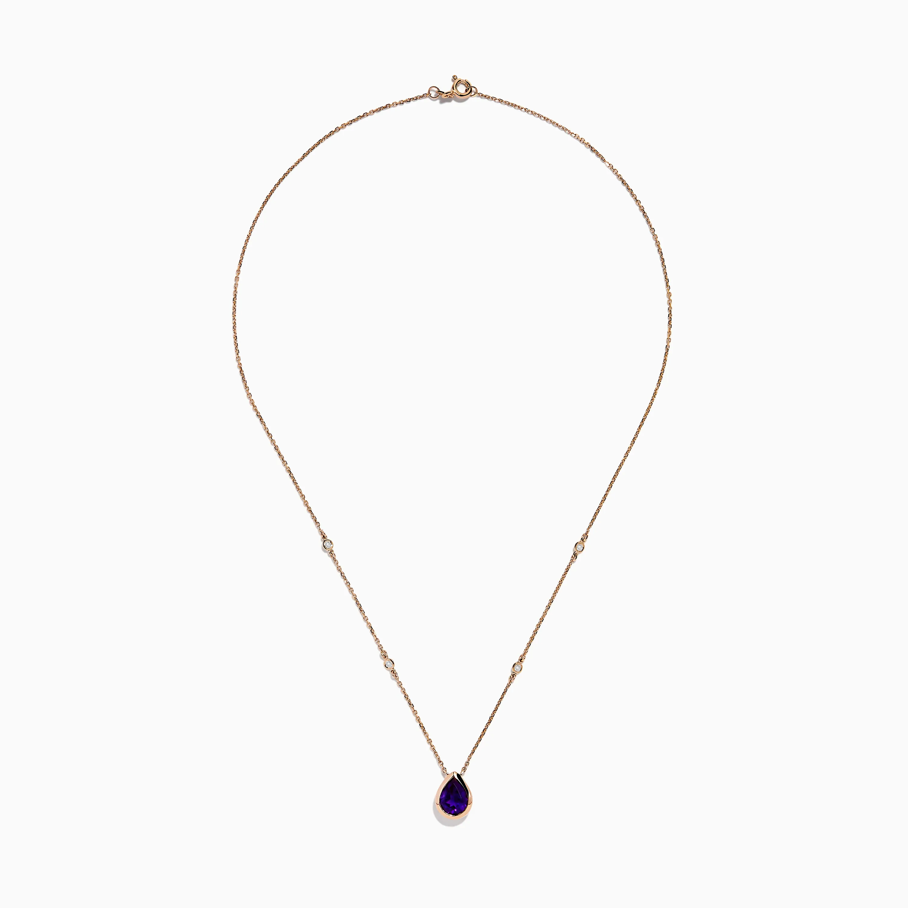 14K Rose Gold Amethyst and Diamond Necklace sold by Effy product image thumbnail 3