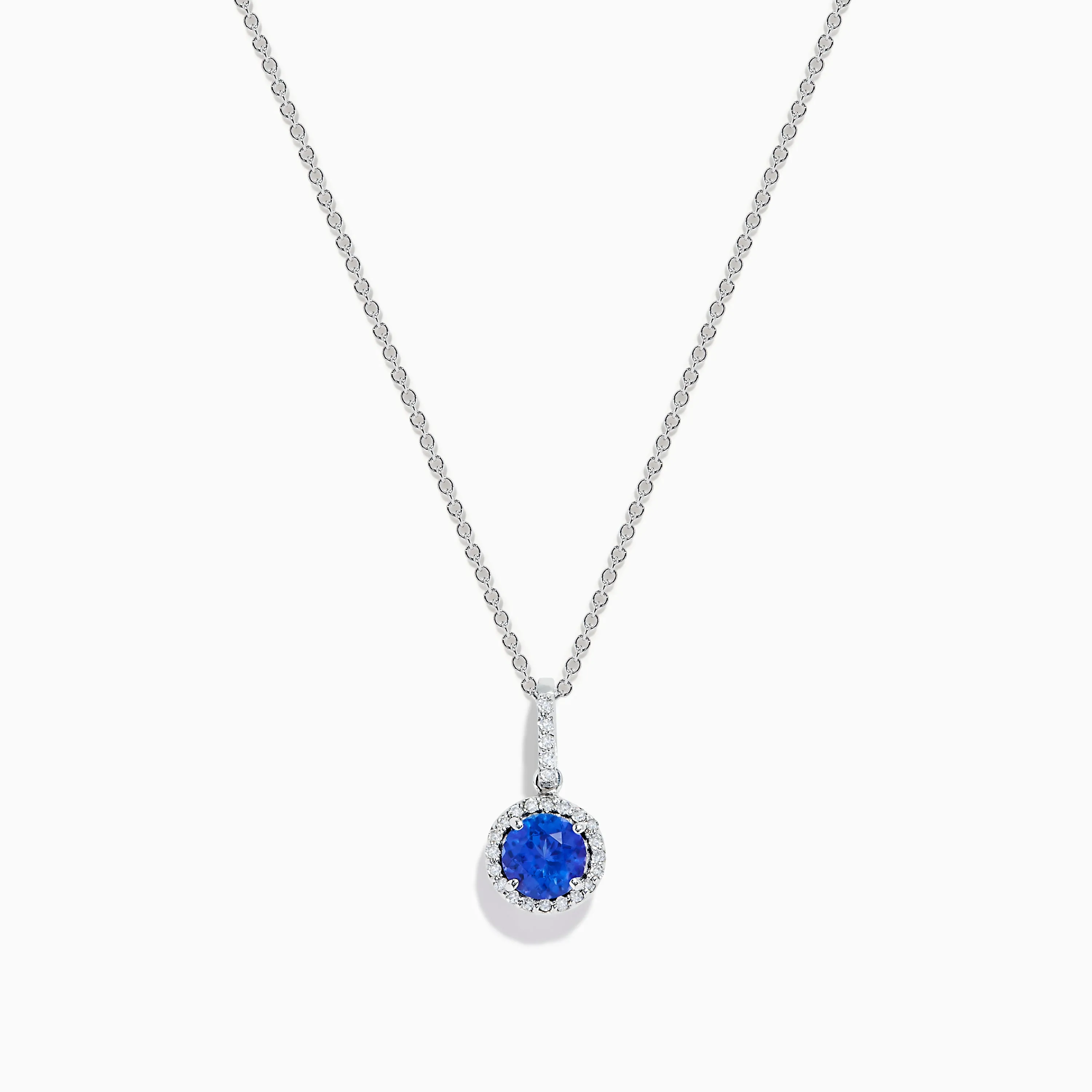 14K White Gold Tanzanite and Diamond Halo Pendant sold by Effy