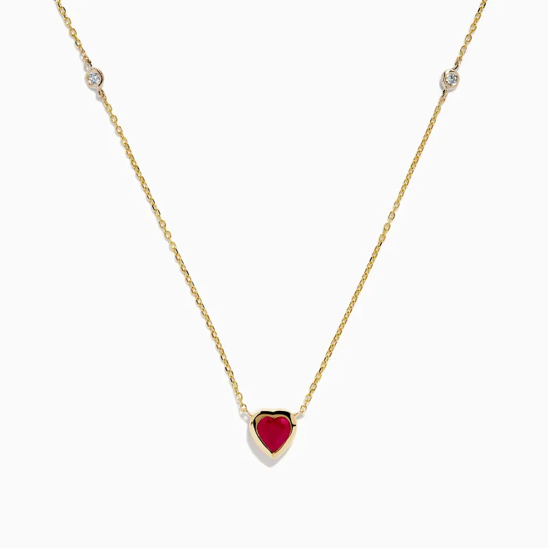 Ruby Royale 14K Yellow Gold Ruby and Diamond Heart Necklace sold by Effy