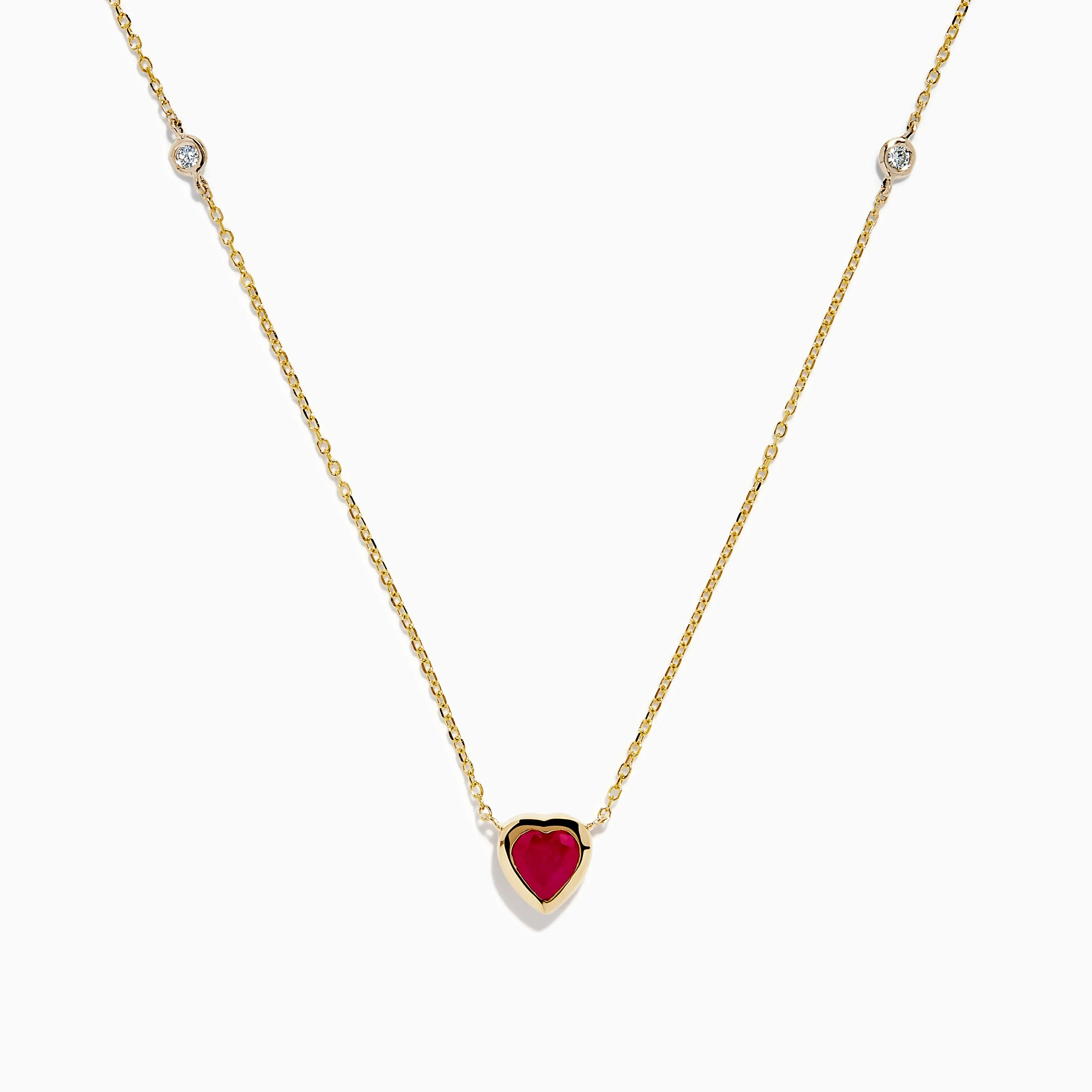 Ruby Royale 14K Yellow Gold Ruby and Diamond Heart Necklace sold by Effy
