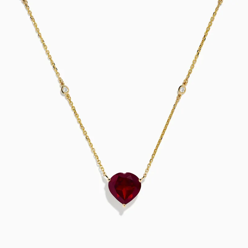 Bordeaux 14K Yellow Gold Garnet and Diamond Heart Necklace sold by Effy