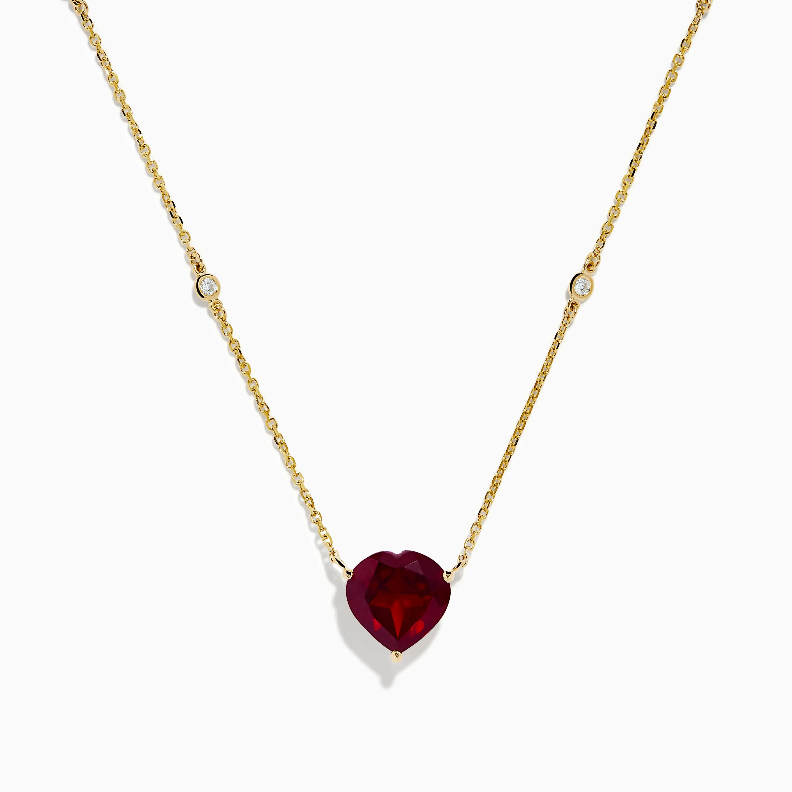 Bordeaux 14K Yellow Gold Garnet and Diamond Heart Necklace sold by Effy