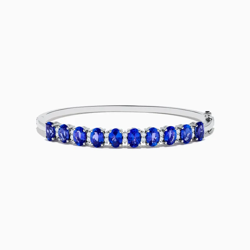 Nahla 14K White Gold AAA Tanzanite and Diamond Bangle sold by Effy
