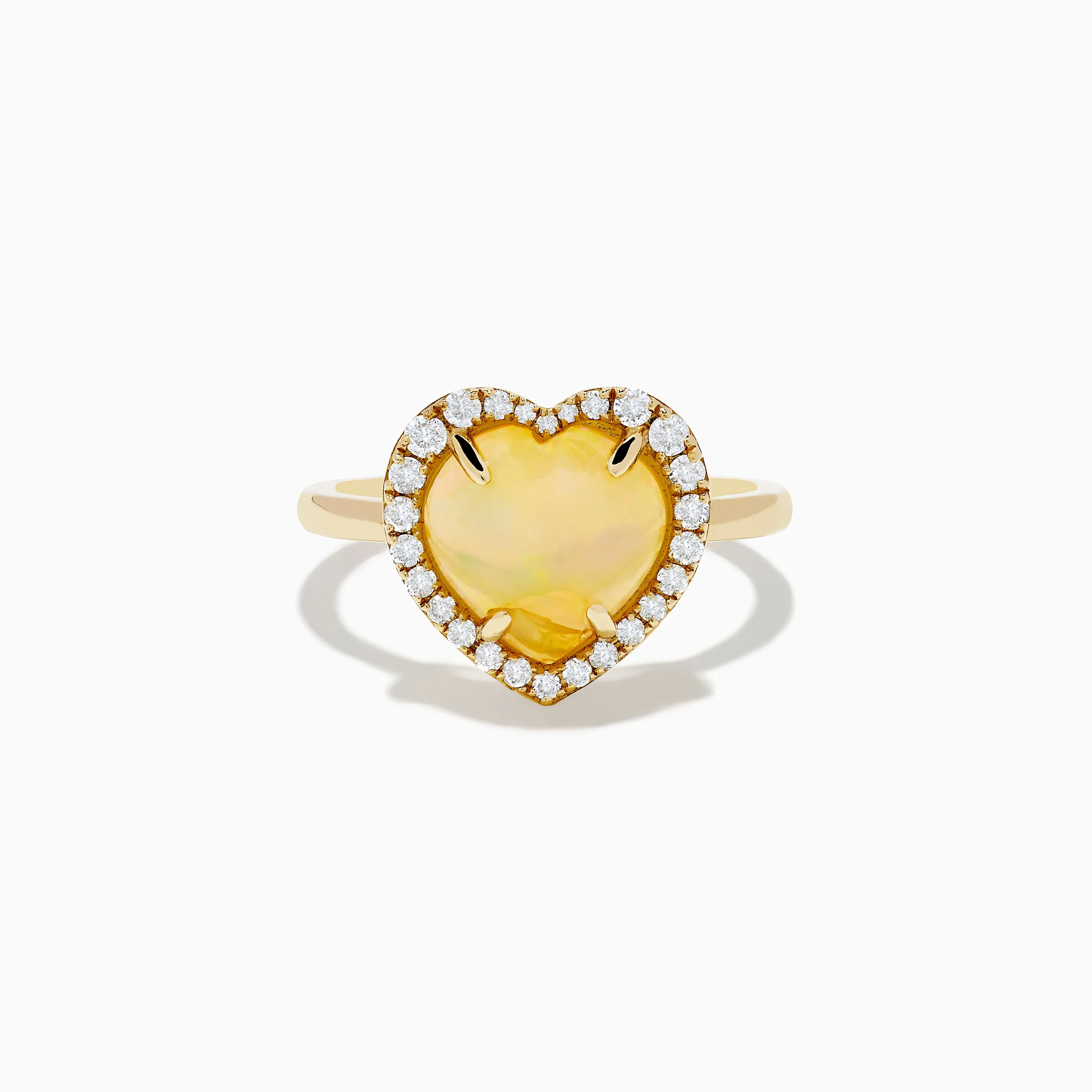 Aurora 14K Yellow Gold Opal and Diamond Heart Halo Ring sold by Effy