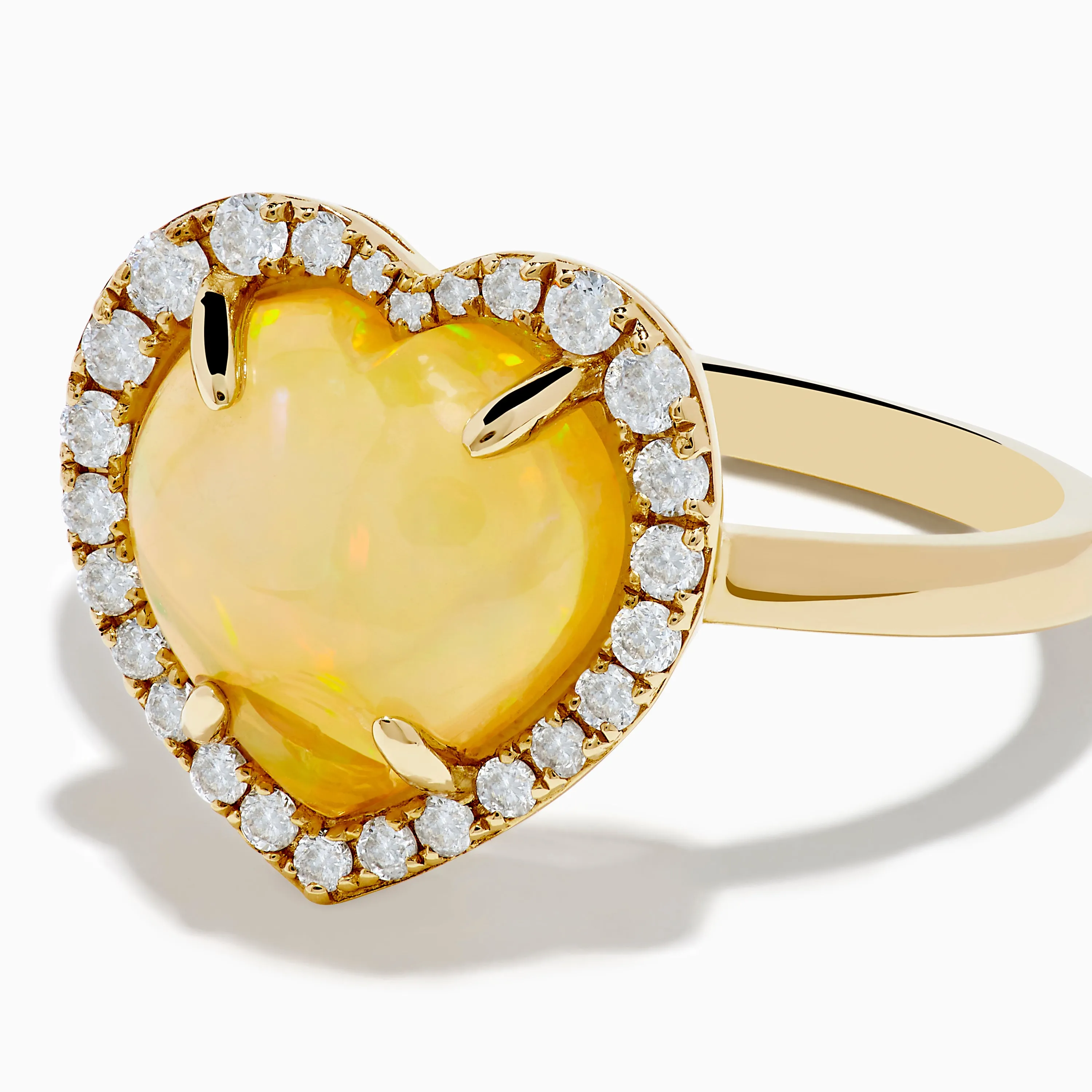Aurora 14K Yellow Gold Opal and Diamond Heart Halo Ring sold by Effy product image thumbnail 2