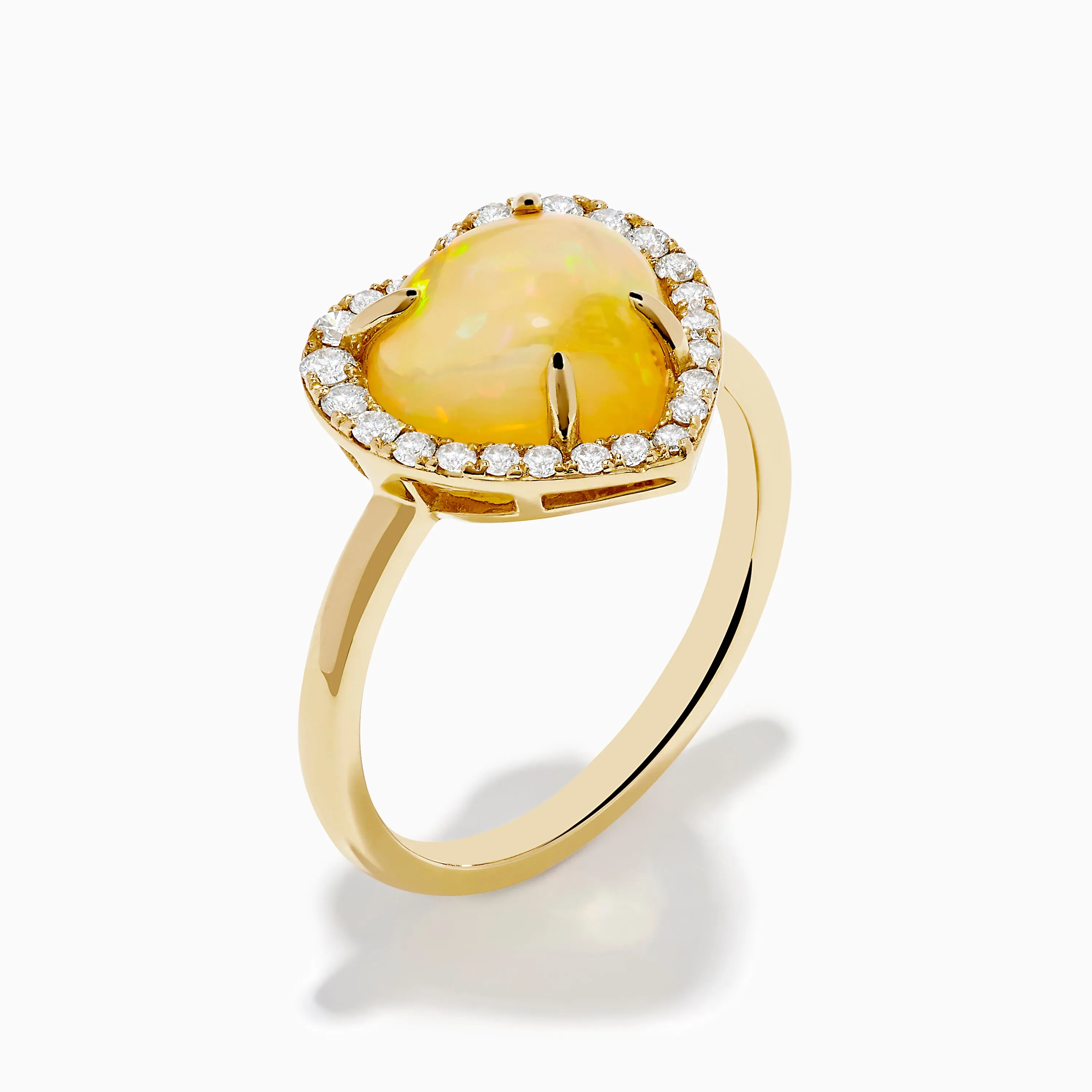 Aurora 14K Yellow Gold Opal and Diamond Heart Halo Ring sold by Effy product image thumbnail 4