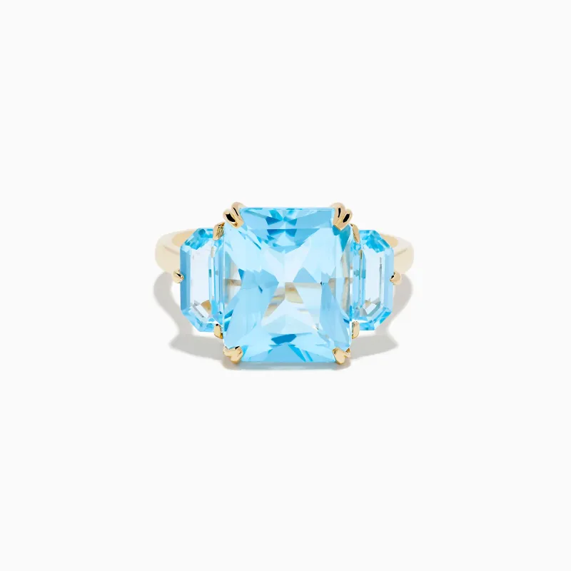Ocean Bleu 14K Yellow Gold Sky Blue Topaz 3-Stone Ring sold by Effy