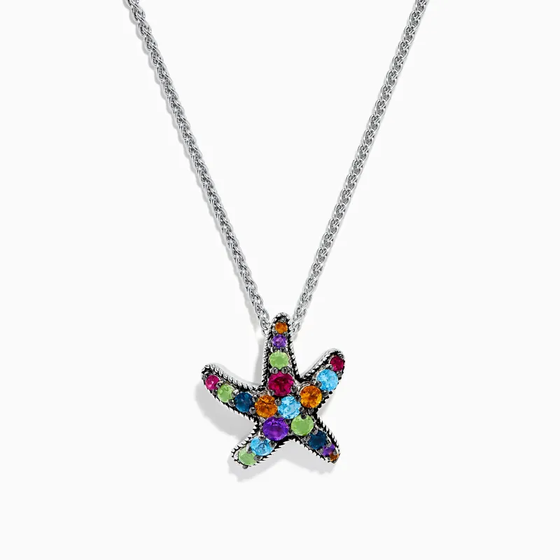 Mosaic 925 Sterling Silver Multi Color Starfish Pendant sold by Effy