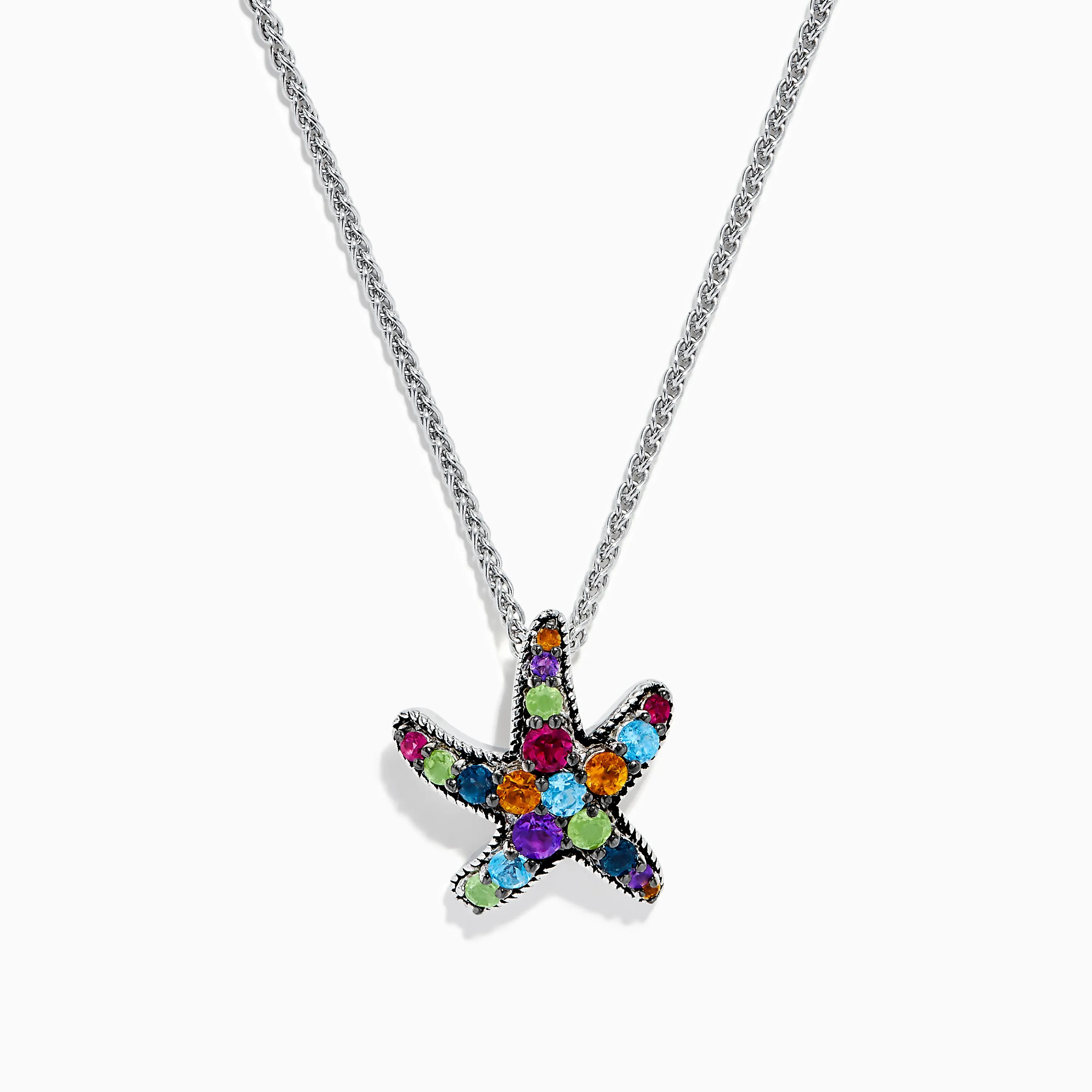 Mosaic 925 Sterling Silver Multi Color Starfish Pendant sold by Effy