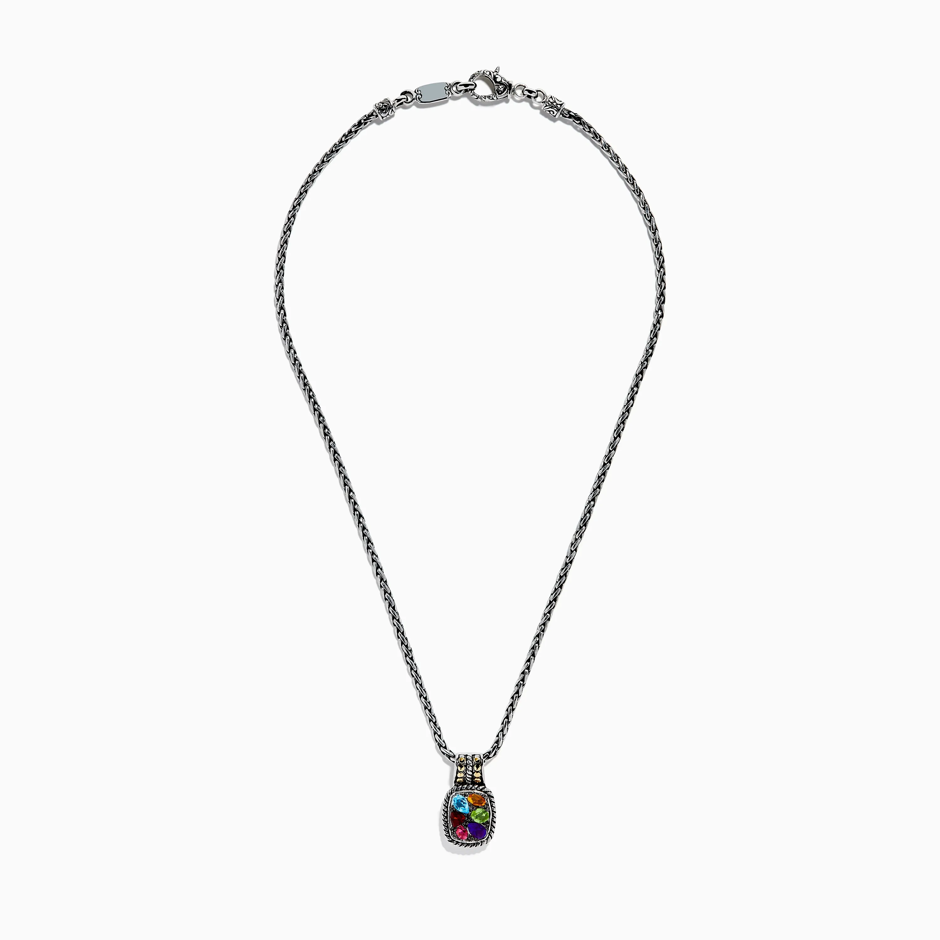 Mosaic 925 Sterling Silver and 18K Yellow Gold Multi Color Gemstone Pendant sold by Effy product image thumbnail 3