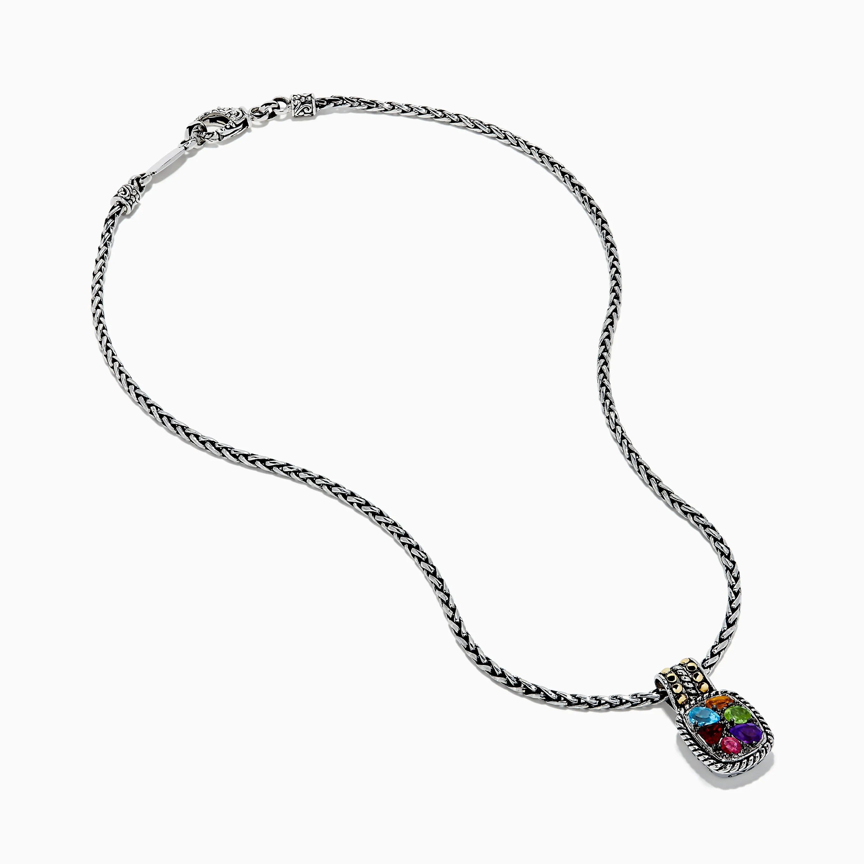 Mosaic 925 Sterling Silver and 18K Yellow Gold Multi Color Gemstone Pendant sold by Effy product image thumbnail 2