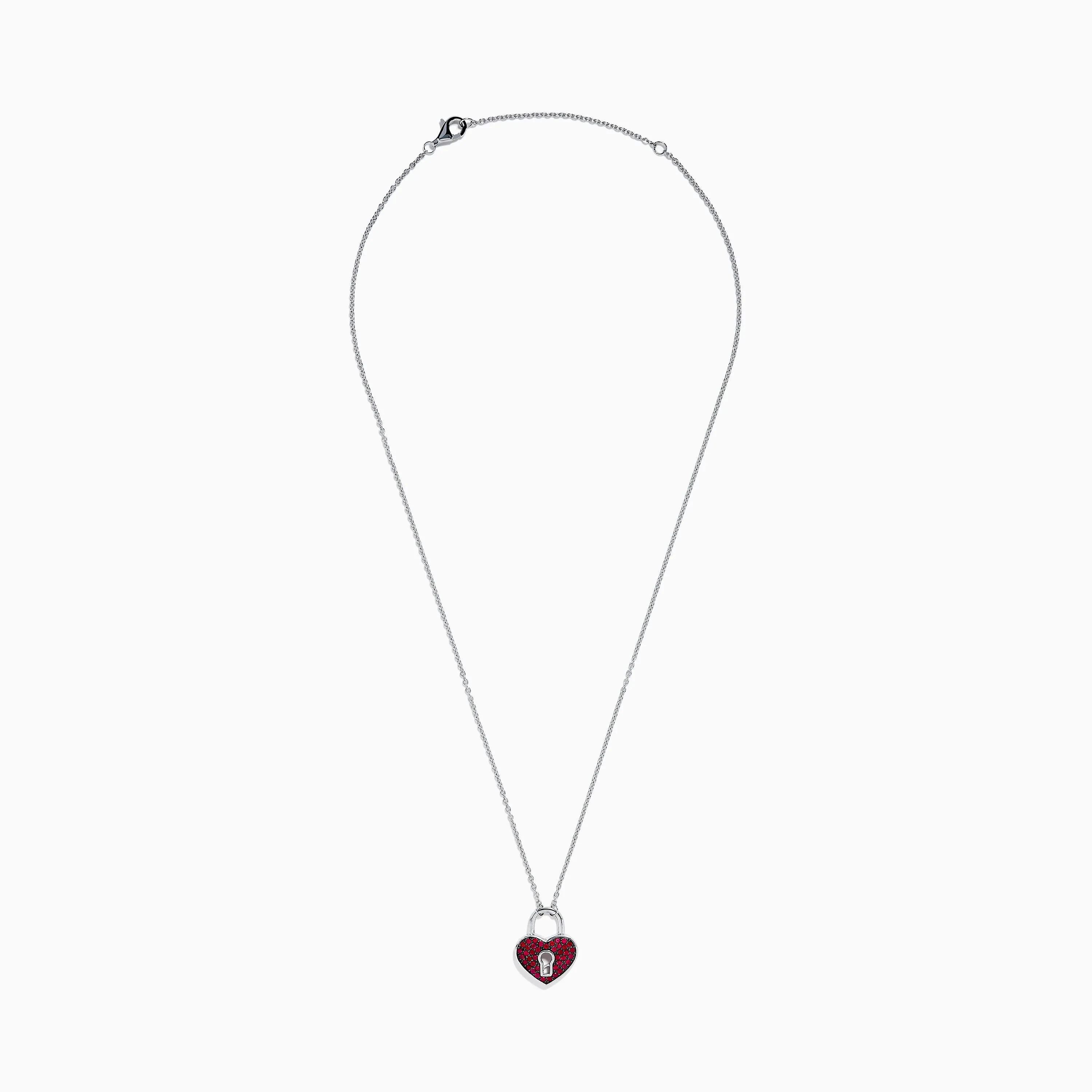 925 Sterling Silver Ruby Heart Lock Necklace sold by Effy product image thumbnail 3