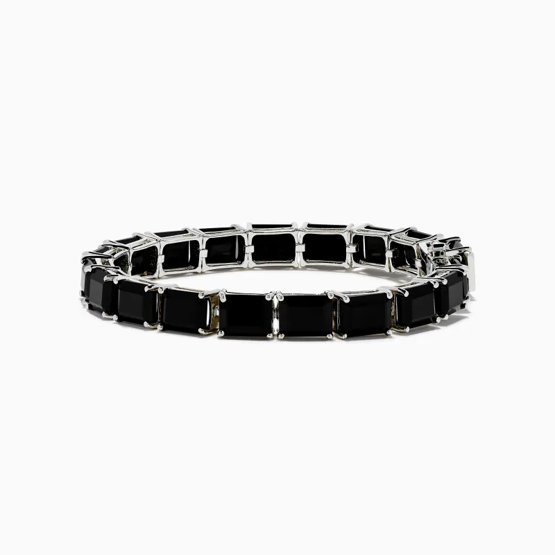 925 Sterling Silver Onyx Tennis Bracelet sold by Effy