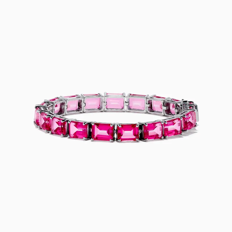 925 Sterling Silver Pink Topaz Tennis Bracelet sold by Effy