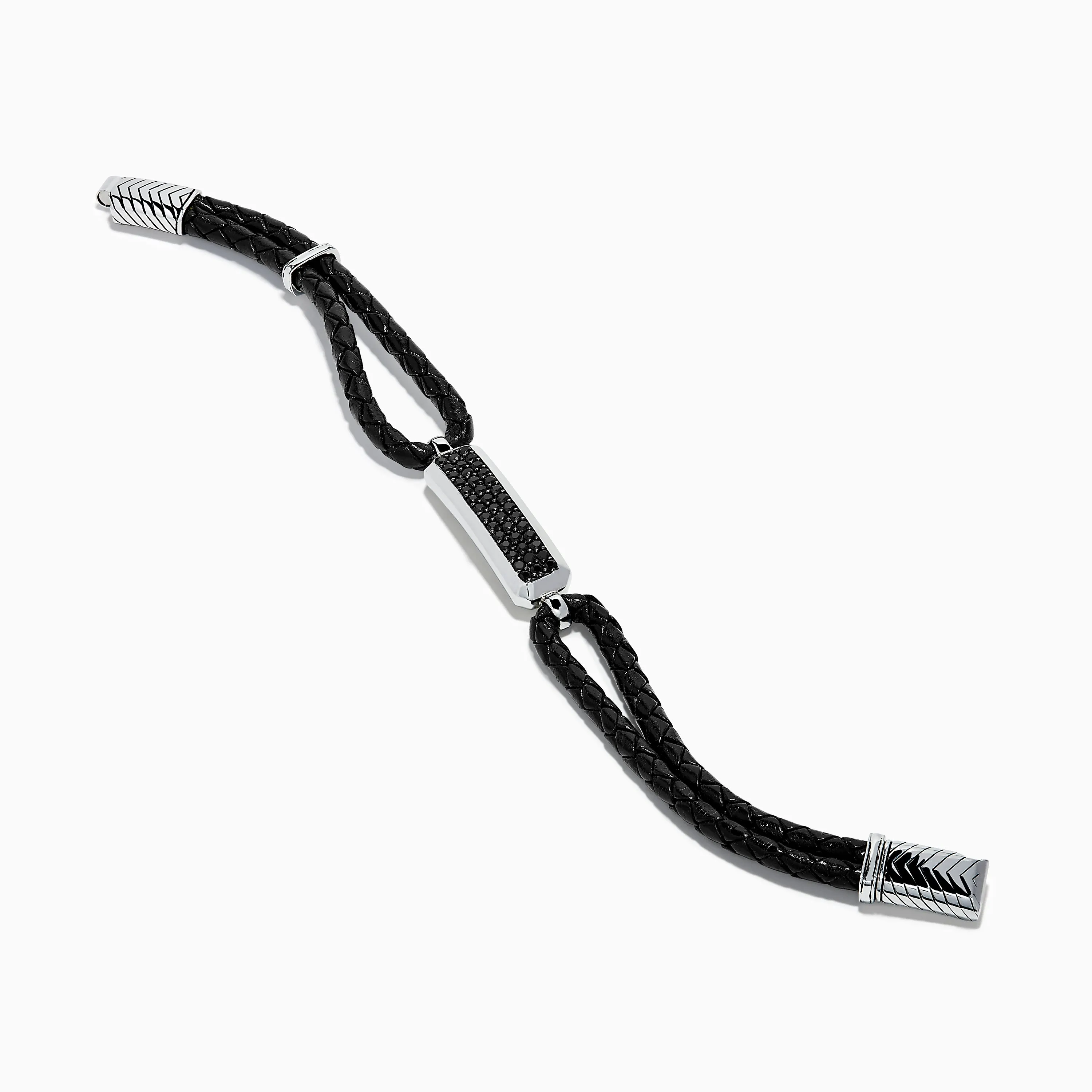 Men's 925 Sterling Silver Black Sapphire Leather Bracelet sold by Effy product image thumbnail 2