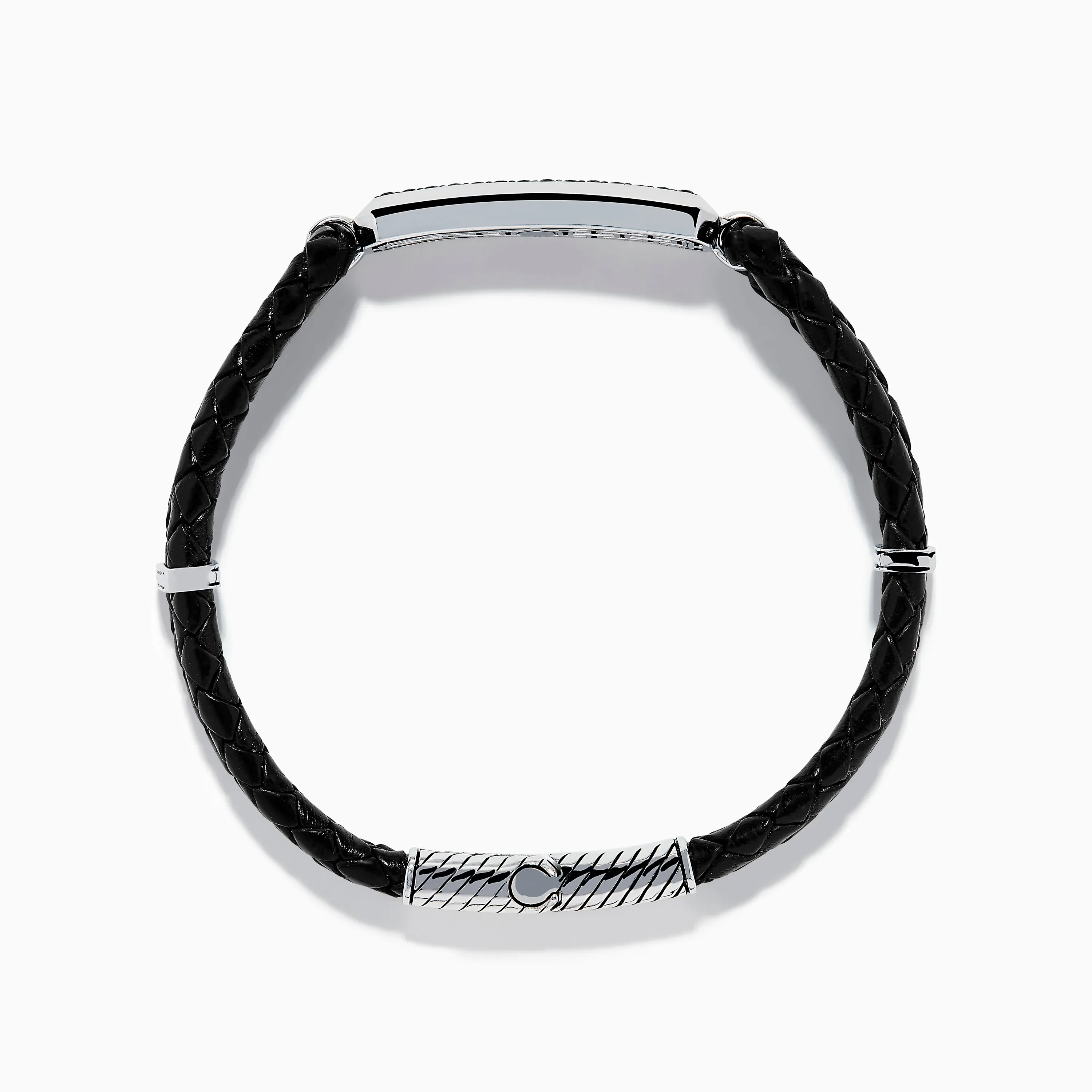 Men's 925 Sterling Silver Black Sapphire Leather Bracelet sold by Effy product image thumbnail 3