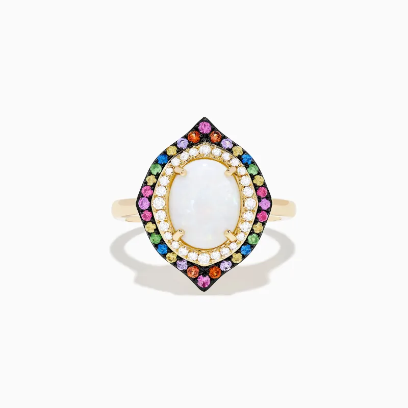 14K Yellow Gold Opal, Multi Gemstone and Diamond Ring sold by Effy