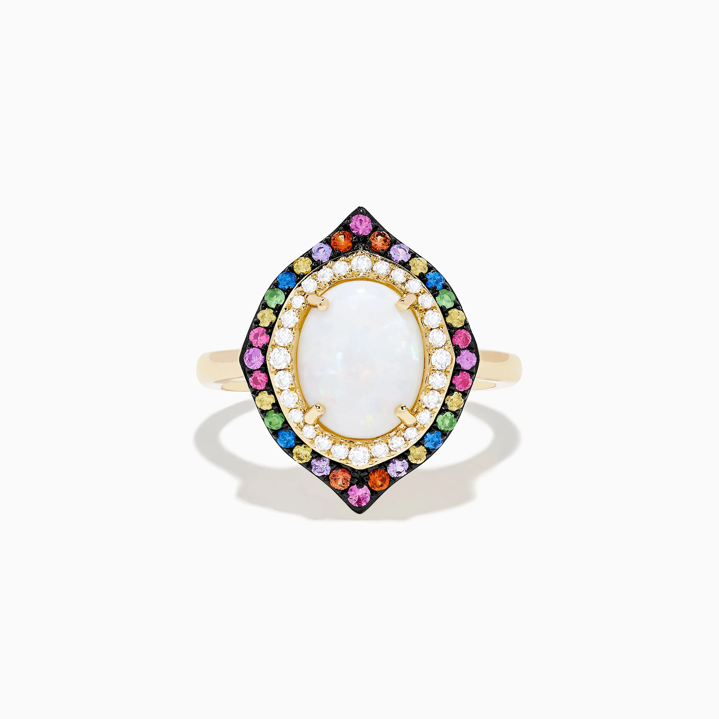 14K Yellow Gold Opal, Multi Gemstone and Diamond Ring sold by Effy