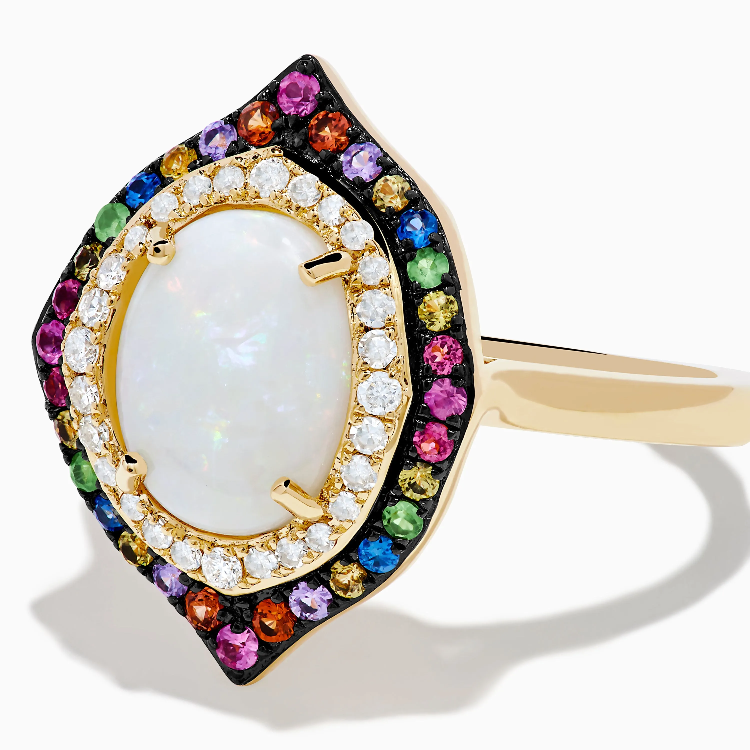 14K Yellow Gold Opal, Multi Gemstone and Diamond Ring sold by Effy product image thumbnail 2