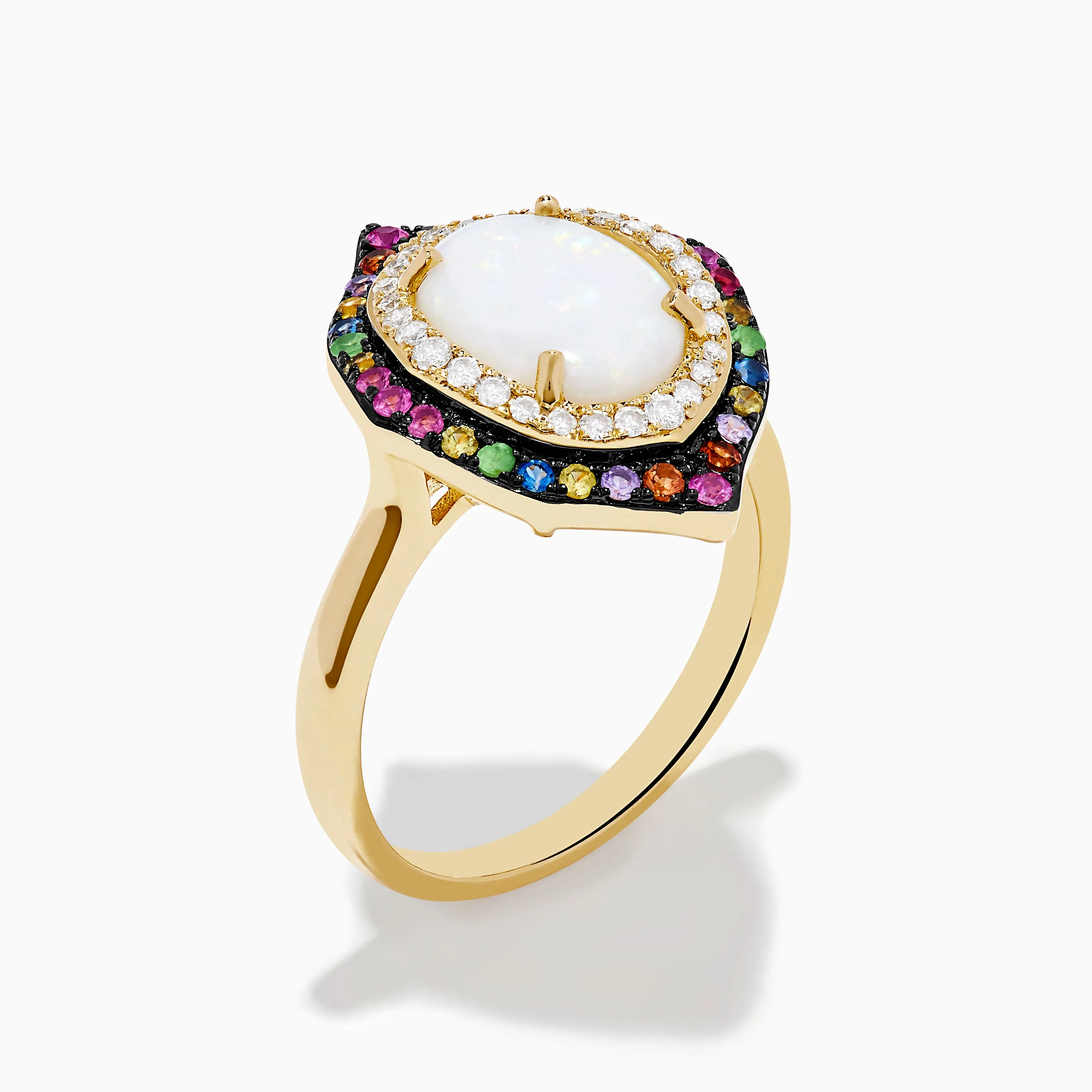 14K Yellow Gold Opal, Multi Gemstone and Diamond Ring sold by Effy product image thumbnail 4