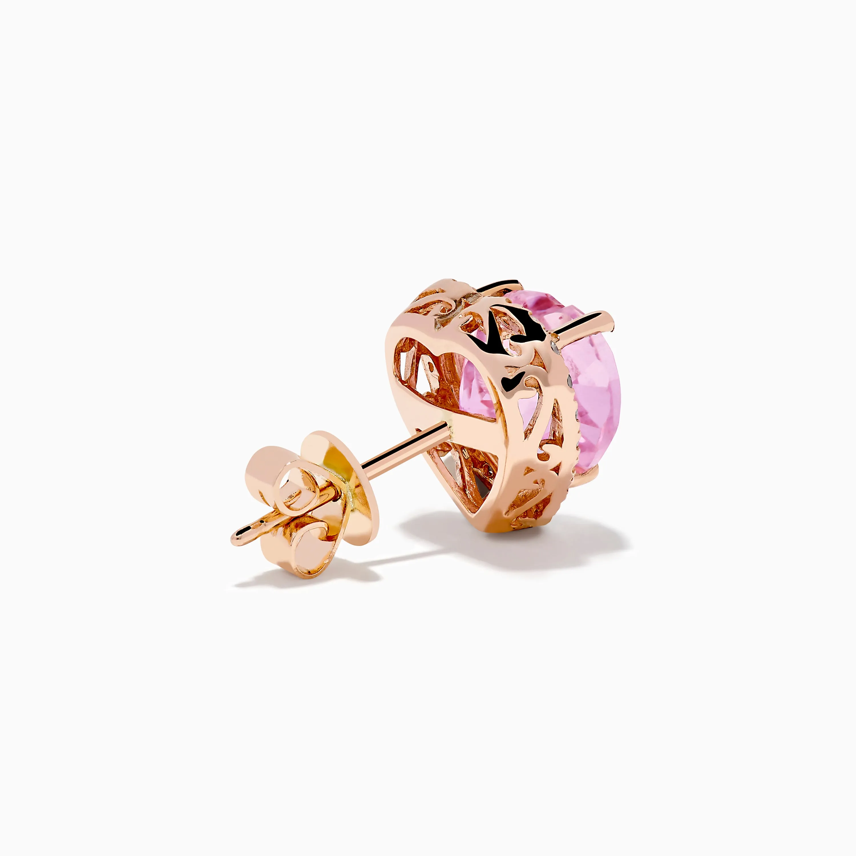 14K Rose Gold Kunzite and Diamond Heart Earrings sold by Effy product image thumbnail 4