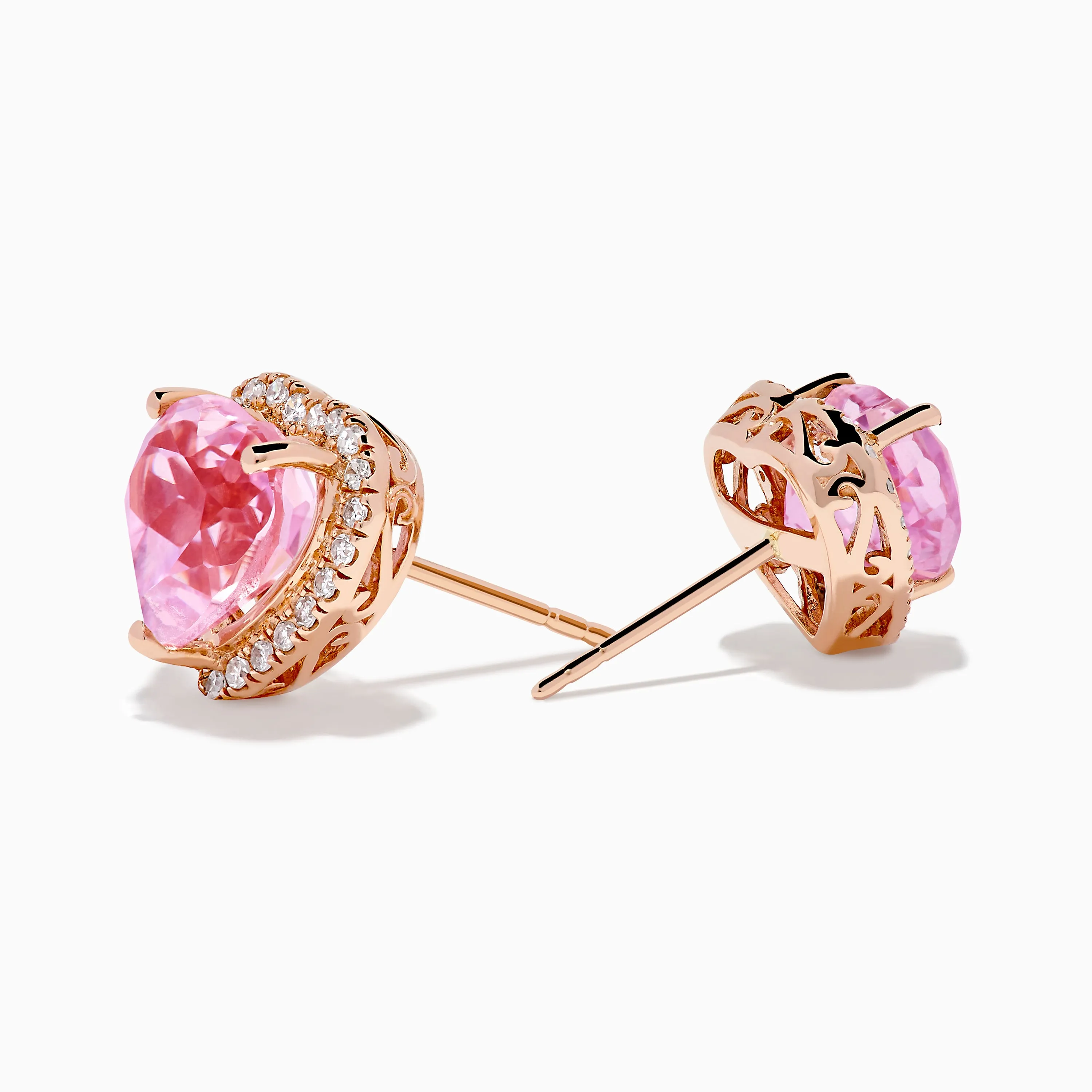14K Rose Gold Kunzite and Diamond Heart Earrings sold by Effy product image thumbnail 2