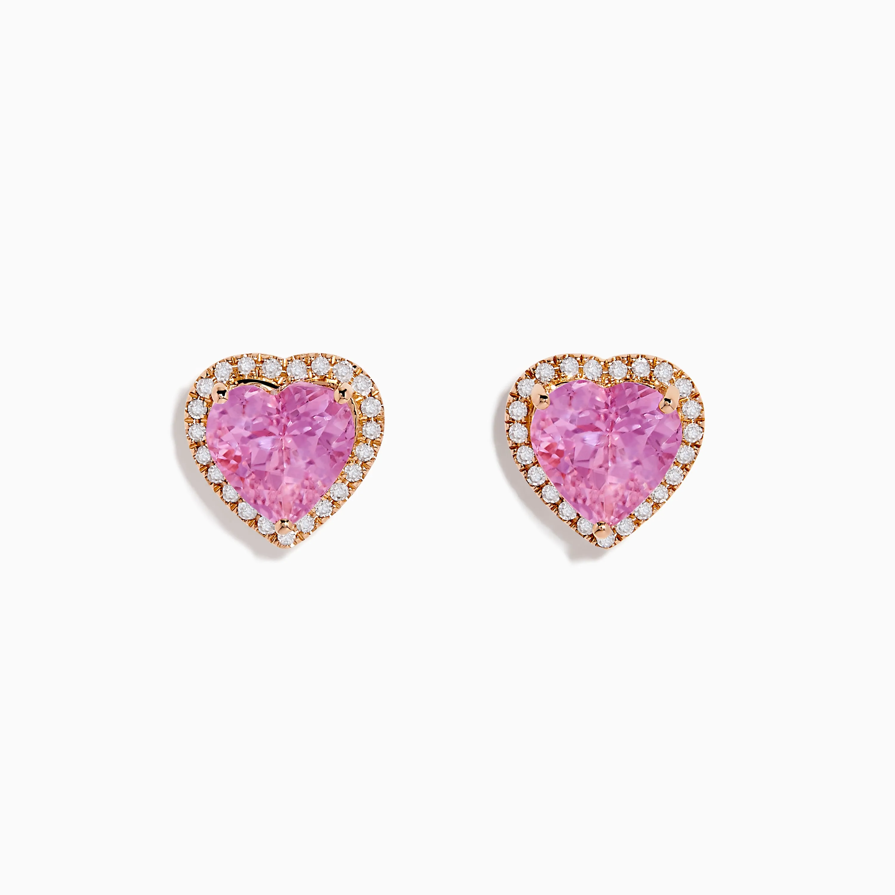 14K Rose Gold Kunzite and Diamond Heart Earrings sold by Effy