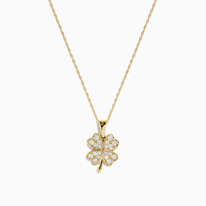 D'Oro 14K Yellow Gold Diamond Clover Pendant sold by Effy