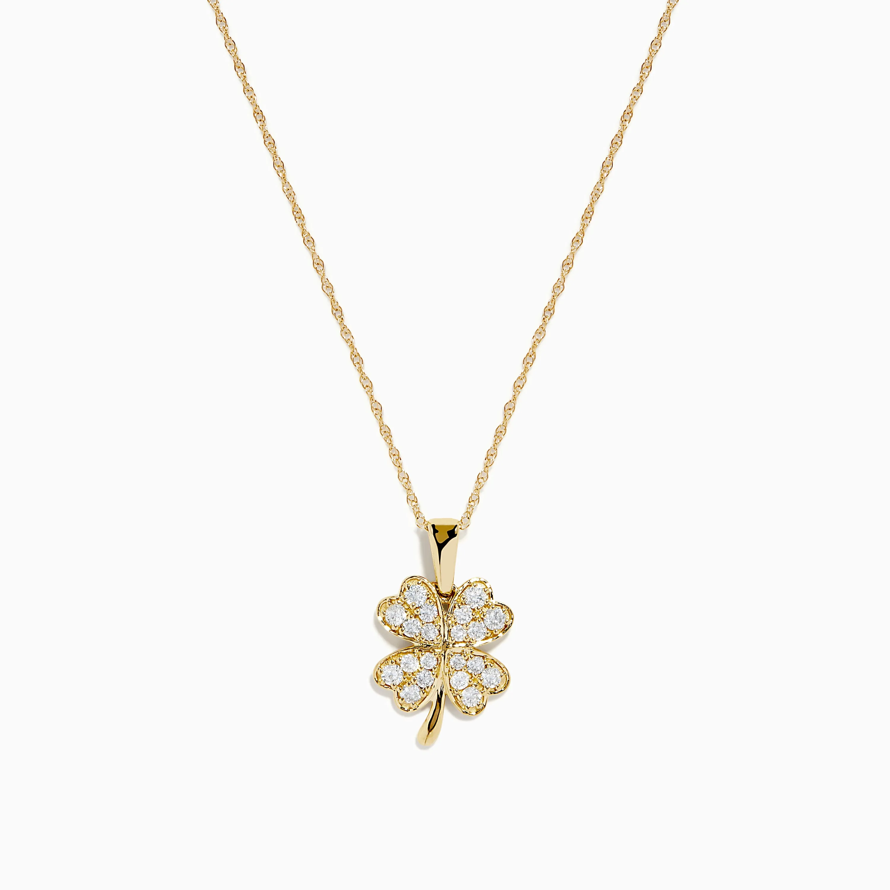 D'Oro 14K Yellow Gold Diamond Clover Pendant sold by Effy
