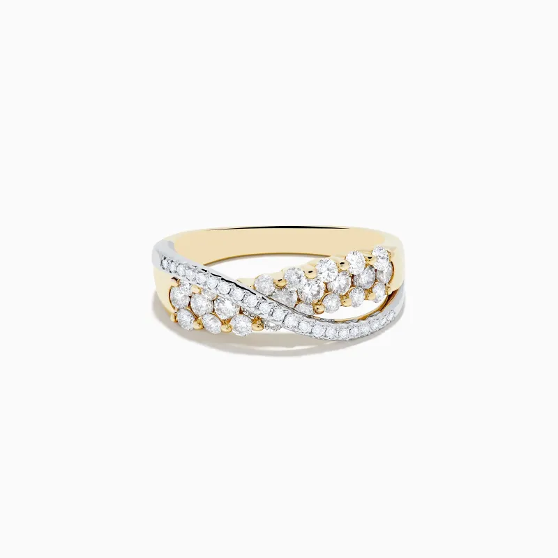 14K Two Tone Gold Diamond Criss Cross Ring sold by Effy