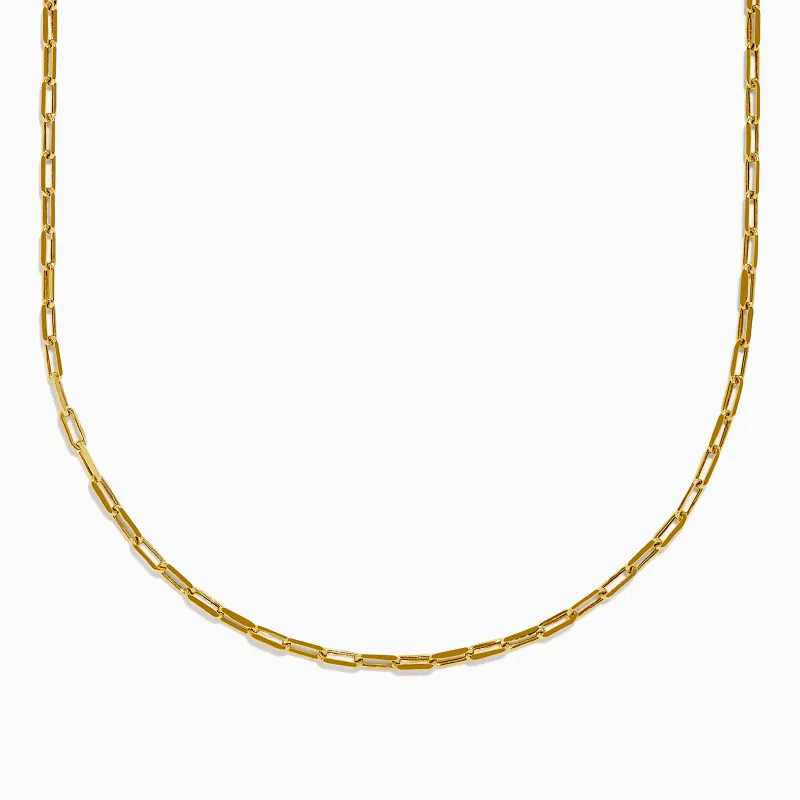 14K Yellow Gold Hollow 22" Paperclip Chain sold by Effy