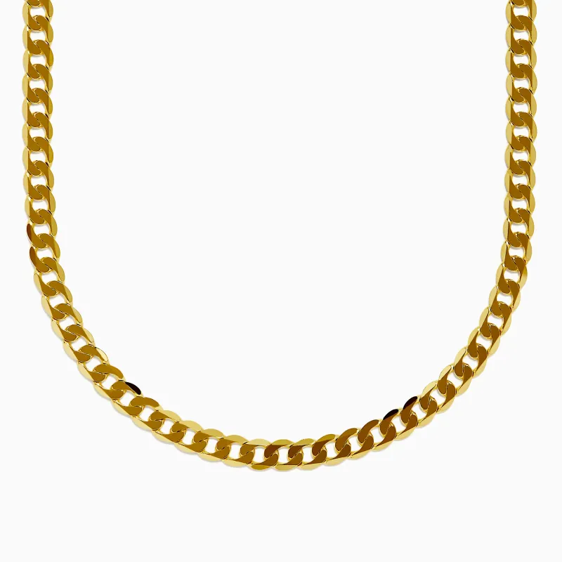 Men's 14K Yellow Gold Solid 24" Curb Links Chain Necklace sold by Effy