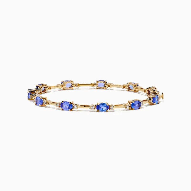 14K Yellow Gold Tanzanite and Diamond Station Bracelet sold by Effy