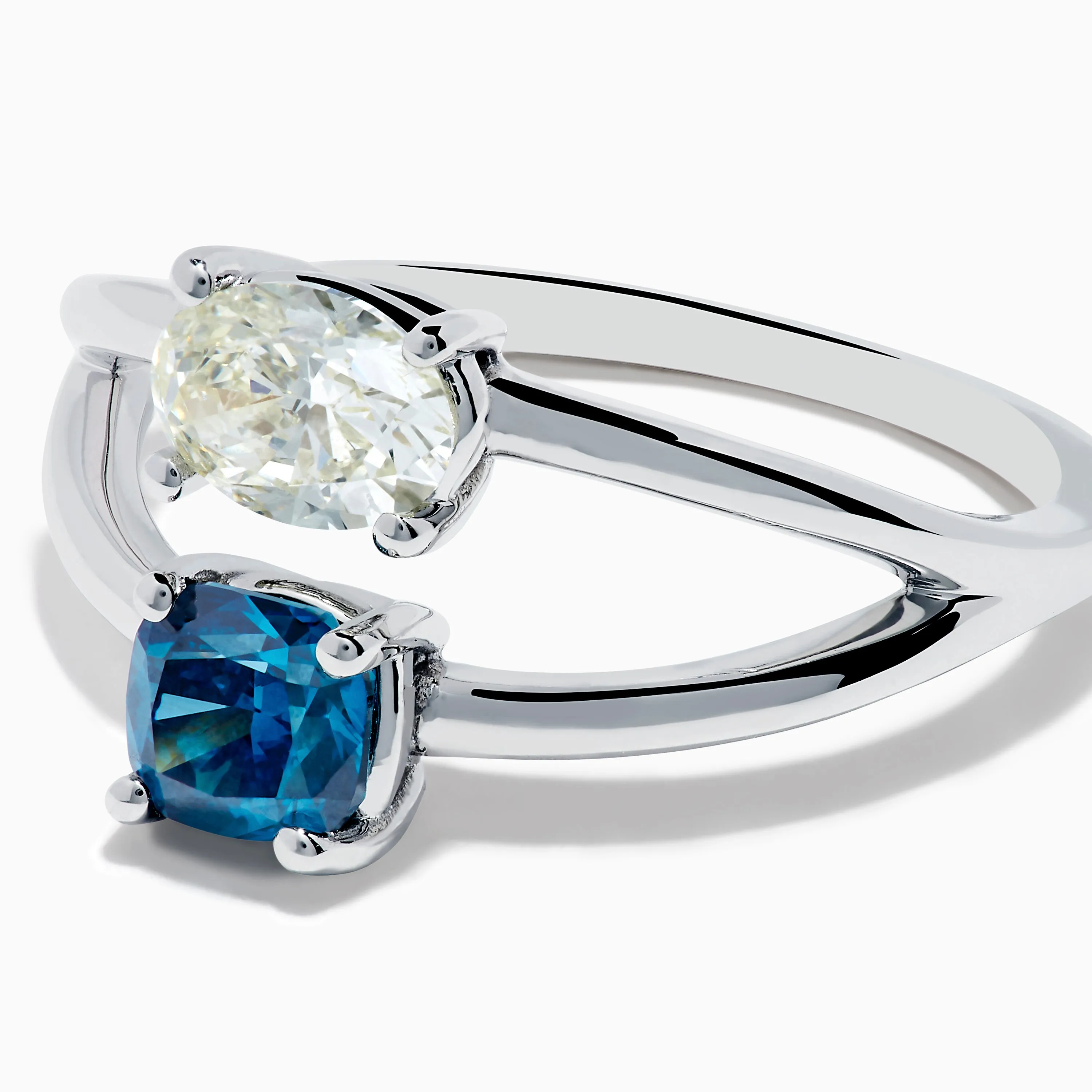 14K White Gold Blue and White Diamond Split Shank Ring sold by Effy product image thumbnail 2