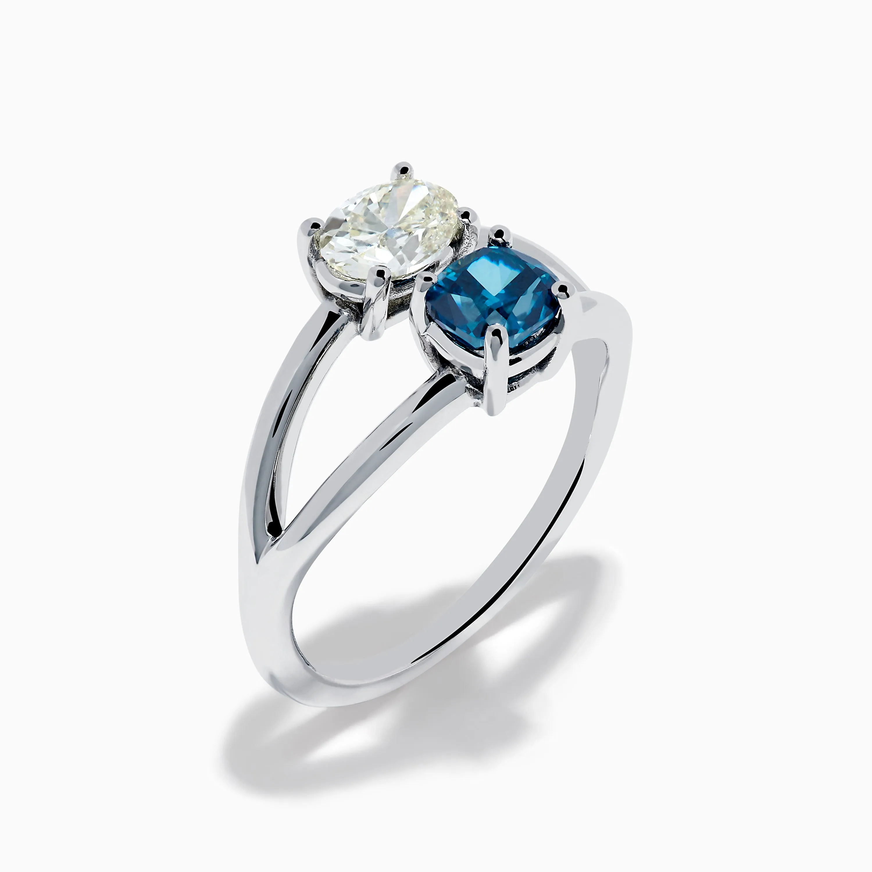 14K White Gold Blue and White Diamond Split Shank Ring sold by Effy product image thumbnail 4