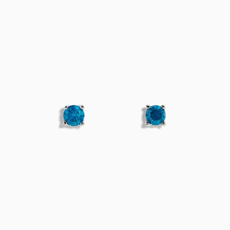 14K White Gold Blue Diamond Stud Earrings sold by Effy