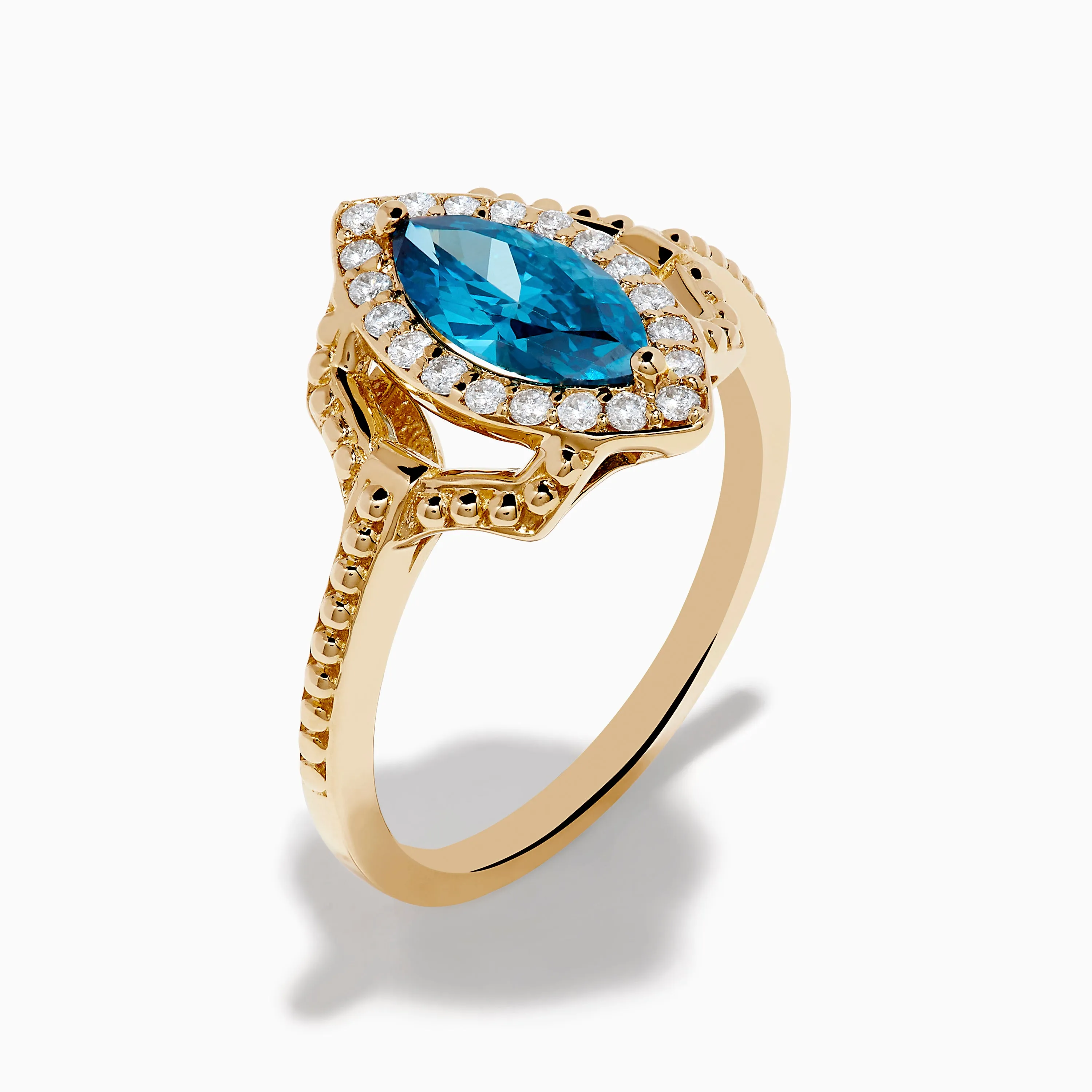 14K Yellow Gold Blue and White Diamond Marquise Ring sold by Effy product image thumbnail 4