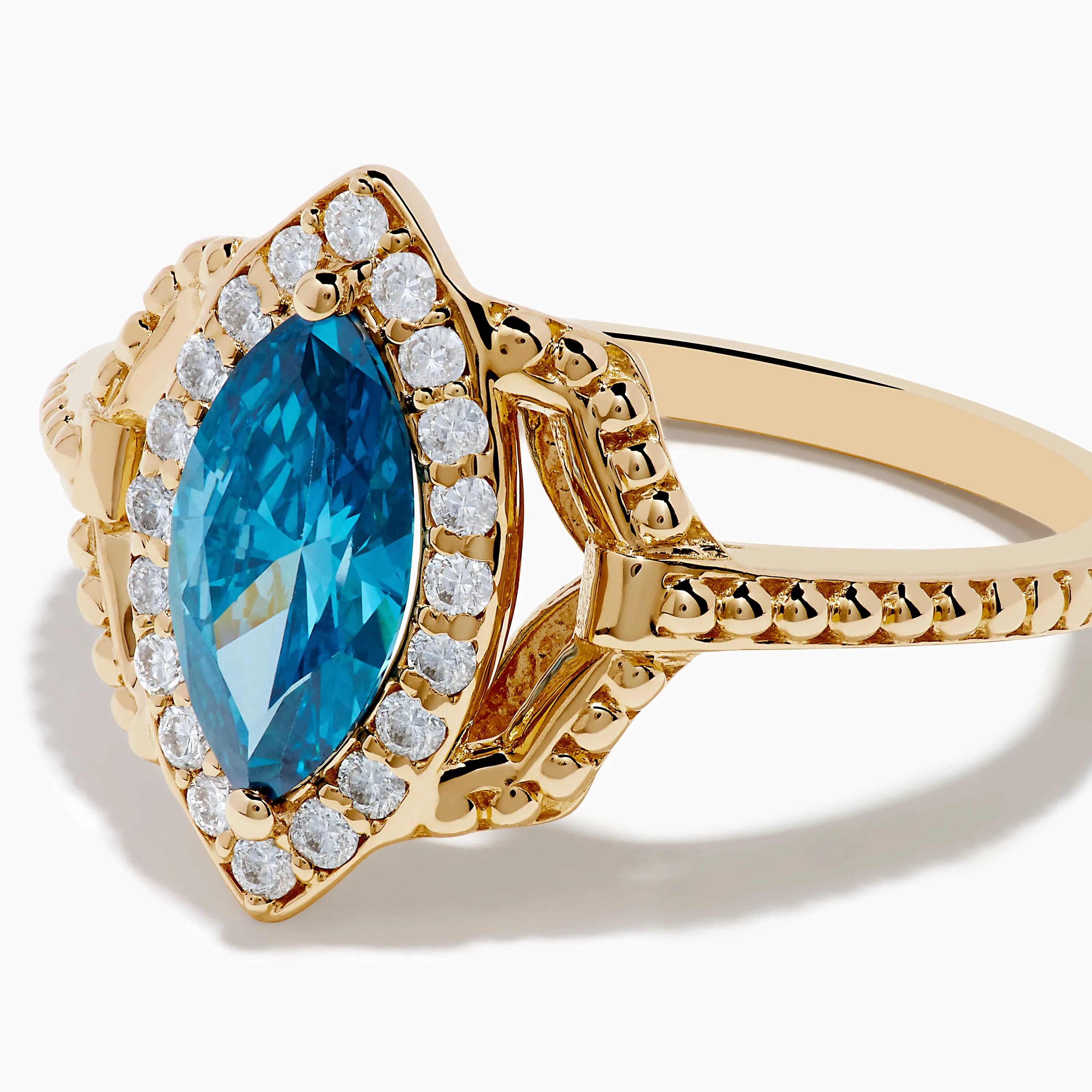 14K Yellow Gold Blue and White Diamond Marquise Ring sold by Effy product image thumbnail 2