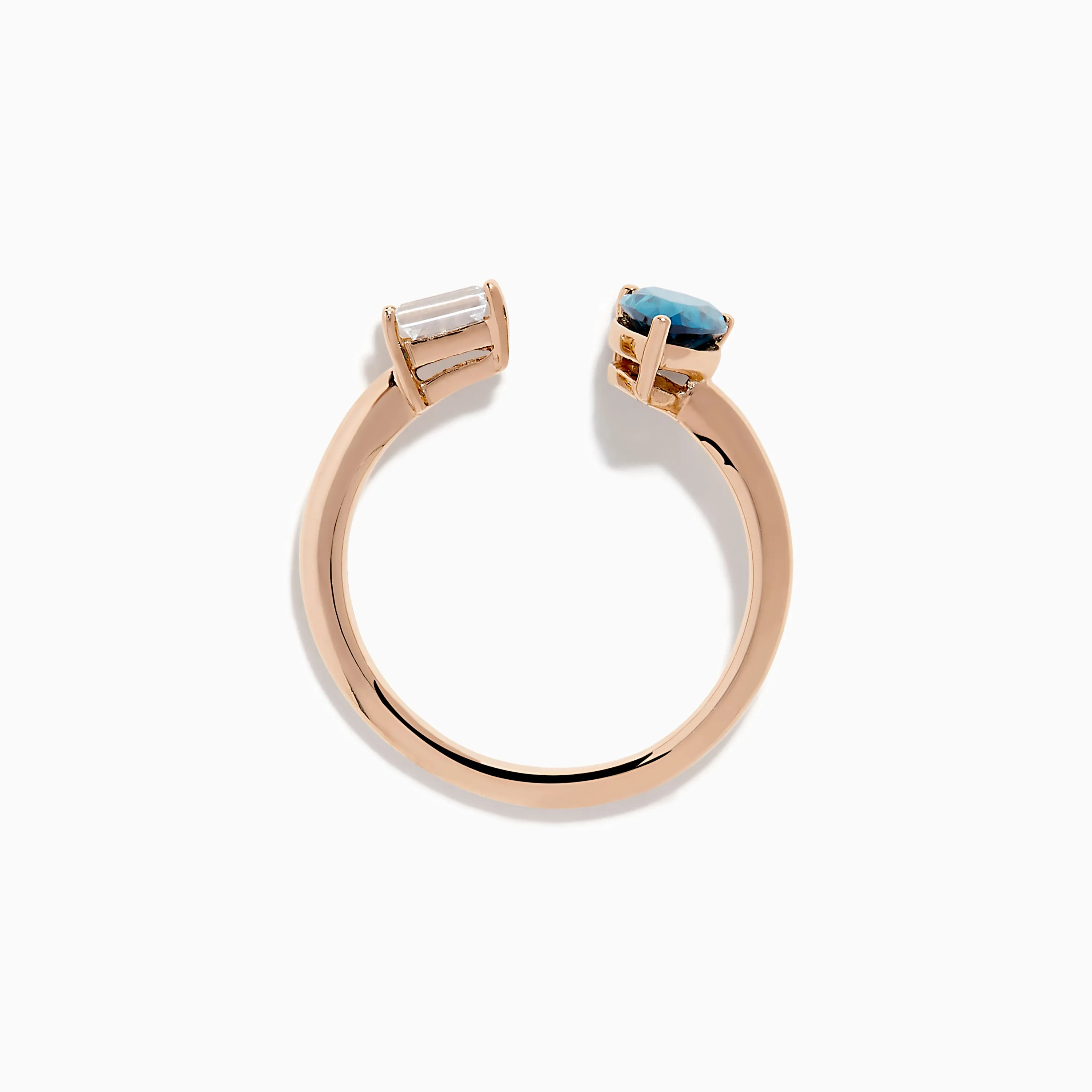 14K Rose Gold Blue and White Diamond Toi Et Moi Ring sold by Effy product image thumbnail 3