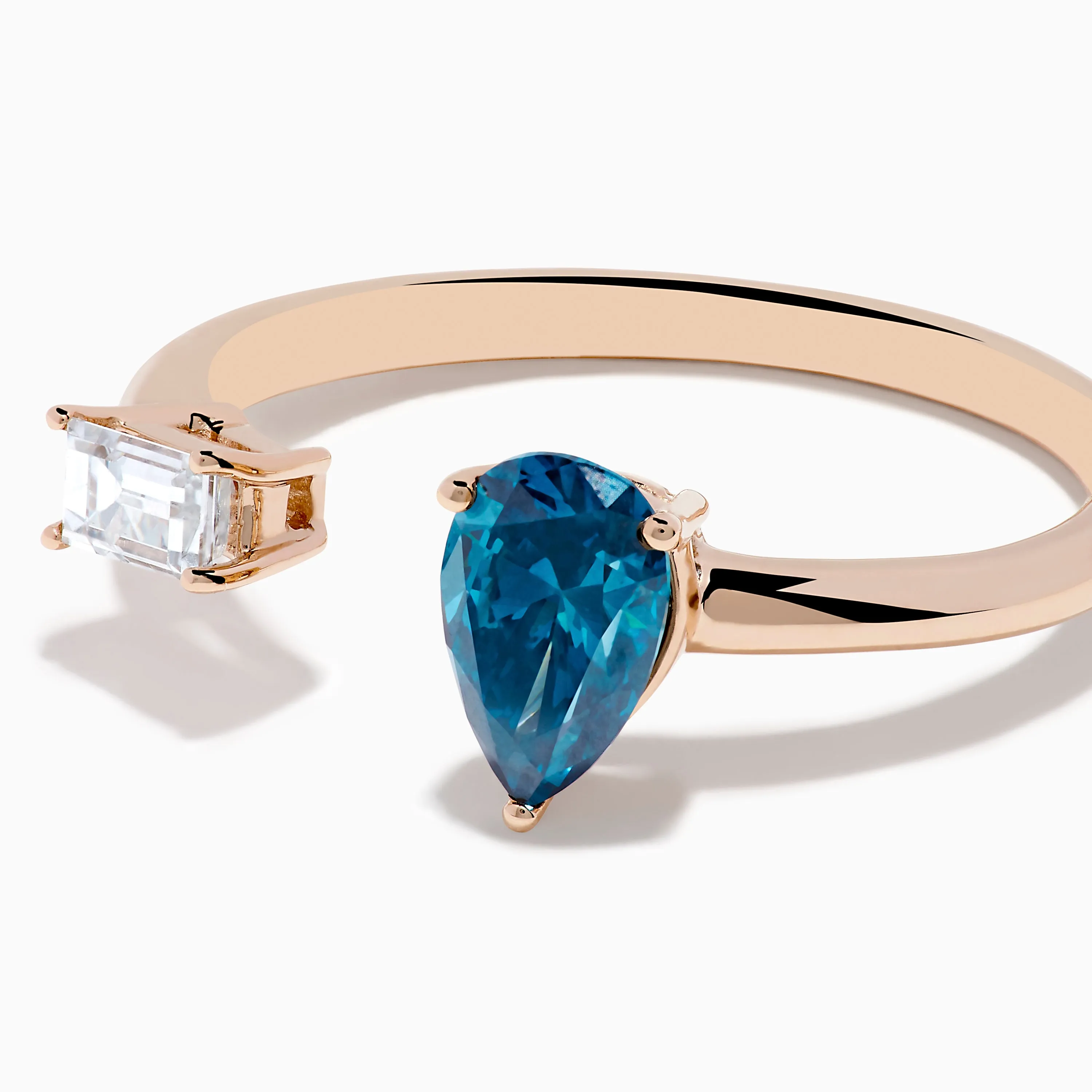 14K Rose Gold Blue and White Diamond Toi Et Moi Ring sold by Effy product image thumbnail 2