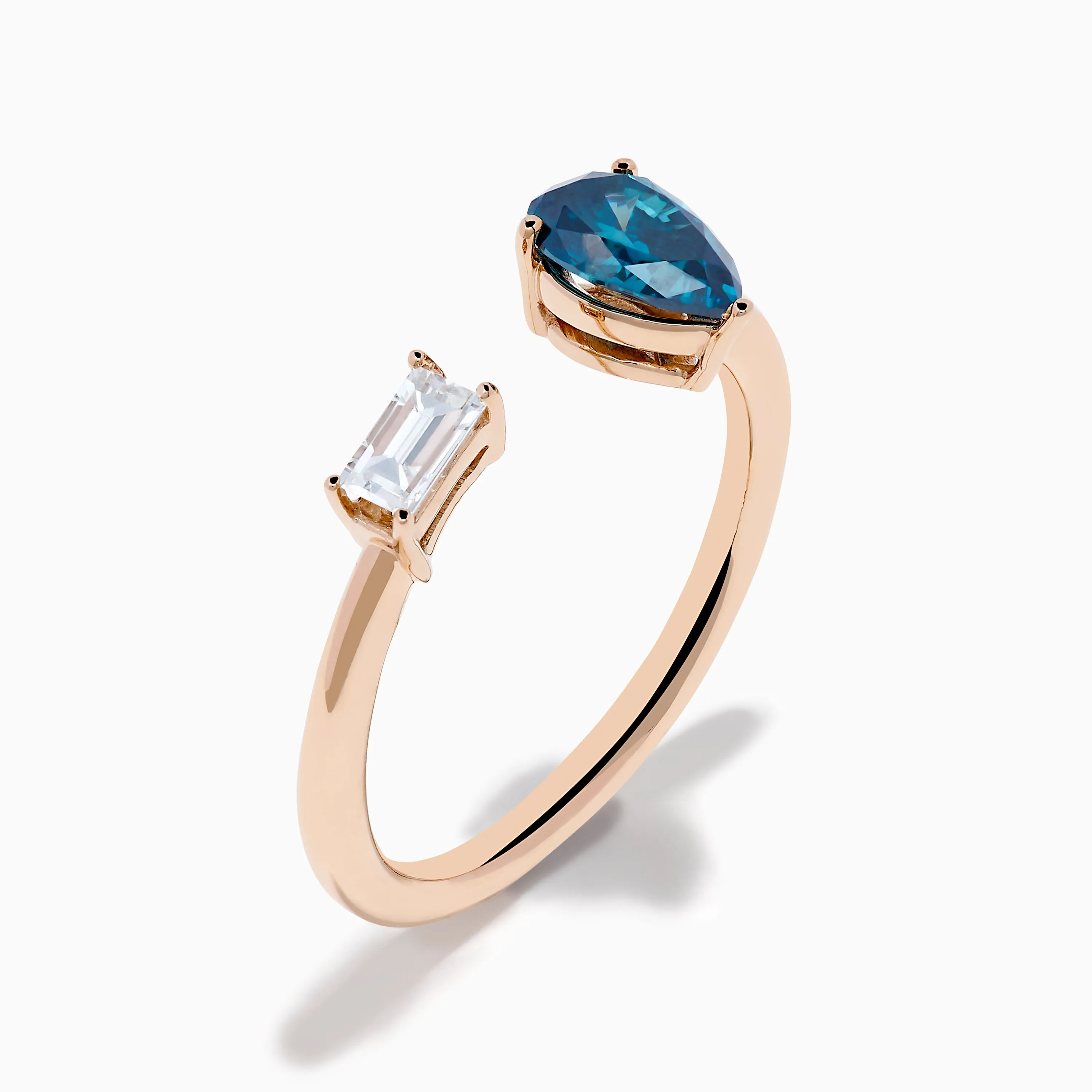 14K Rose Gold Blue and White Diamond Toi Et Moi Ring sold by Effy product image thumbnail 4