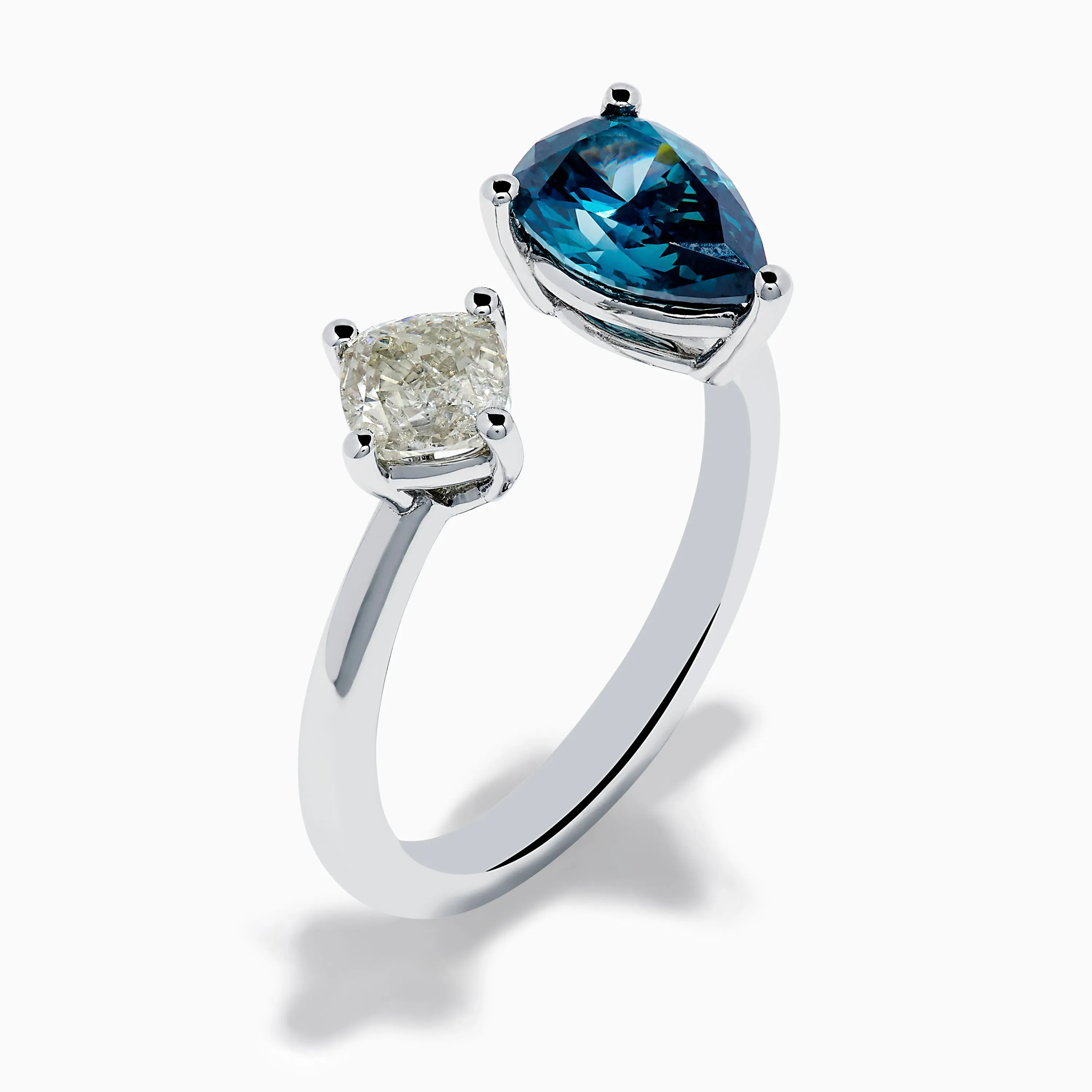 14K White Gold Blue and White Diamond Toi Et Moi Ring sold by Effy product image thumbnail 4