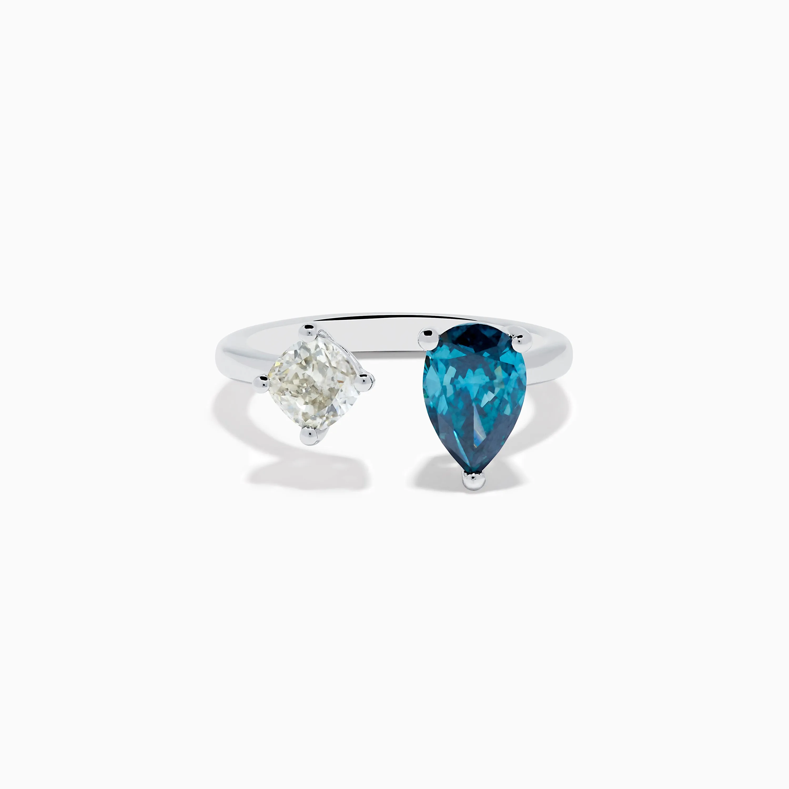 14K White Gold Blue and White Diamond Toi Et Moi Ring sold by Effy