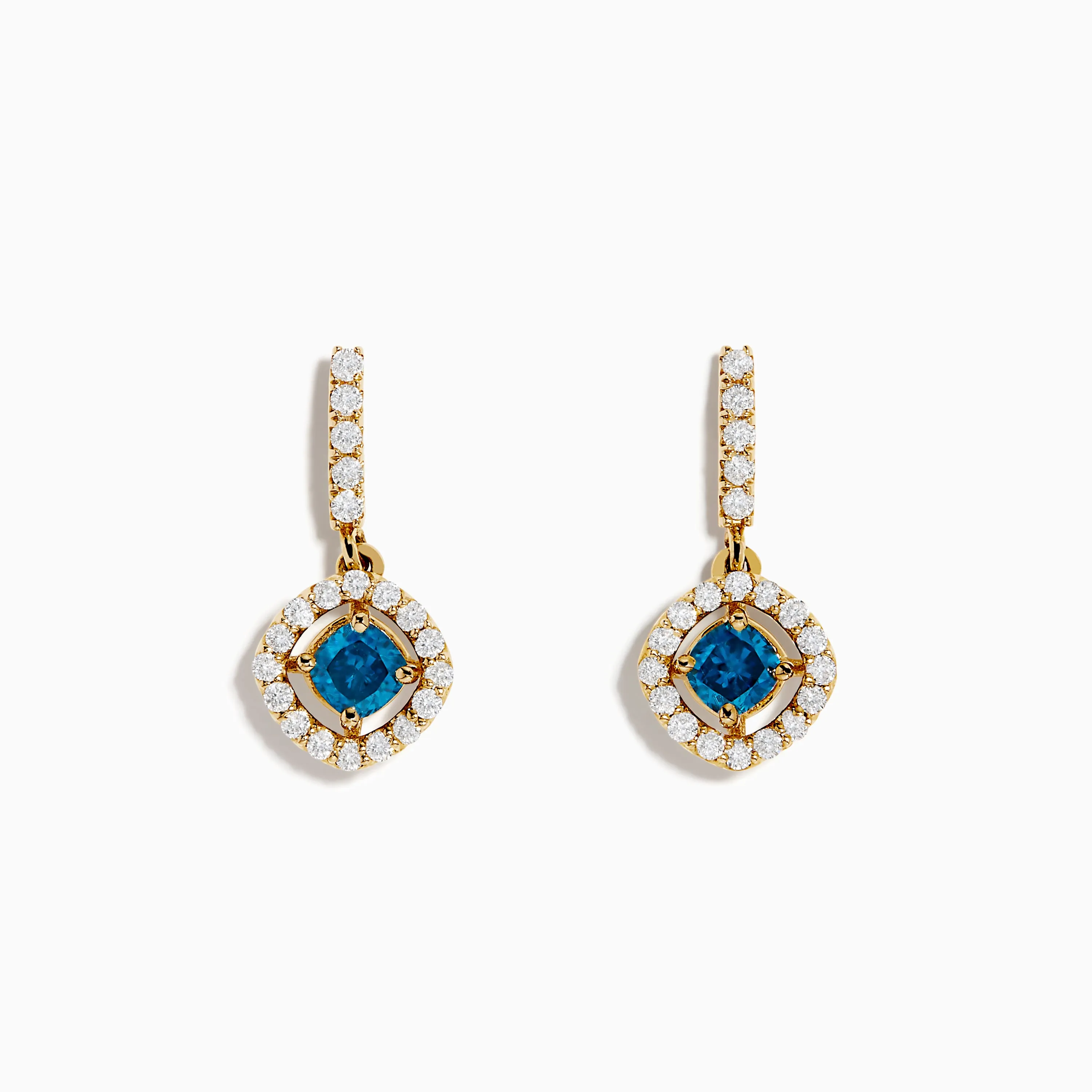 14K Yellow Gold Blue and White Diamond Dangle Earrings sold by Effy