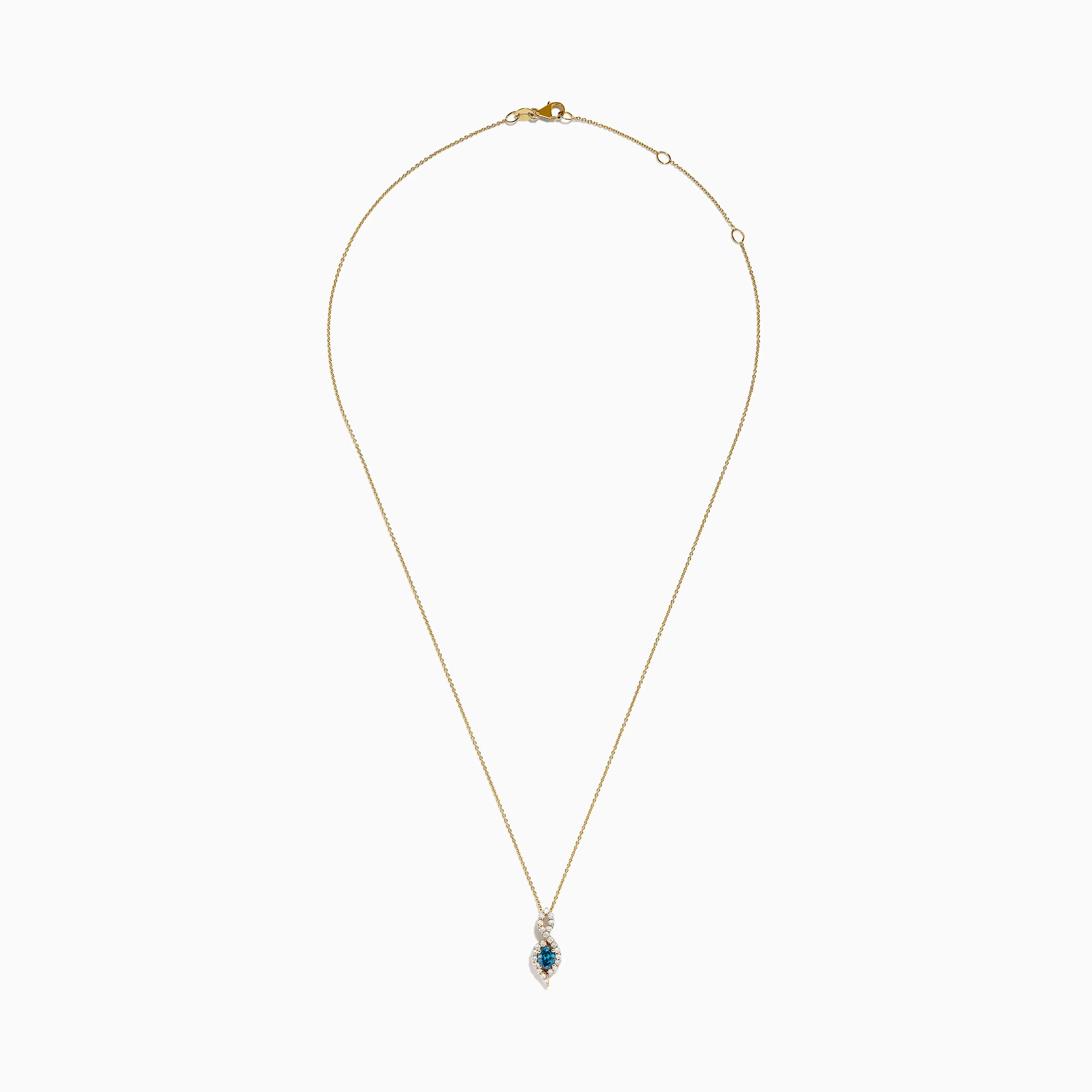 14K Yellow Gold Blue and White Diamond S-Curve Halo Pendant sold by Effy product image thumbnail 4