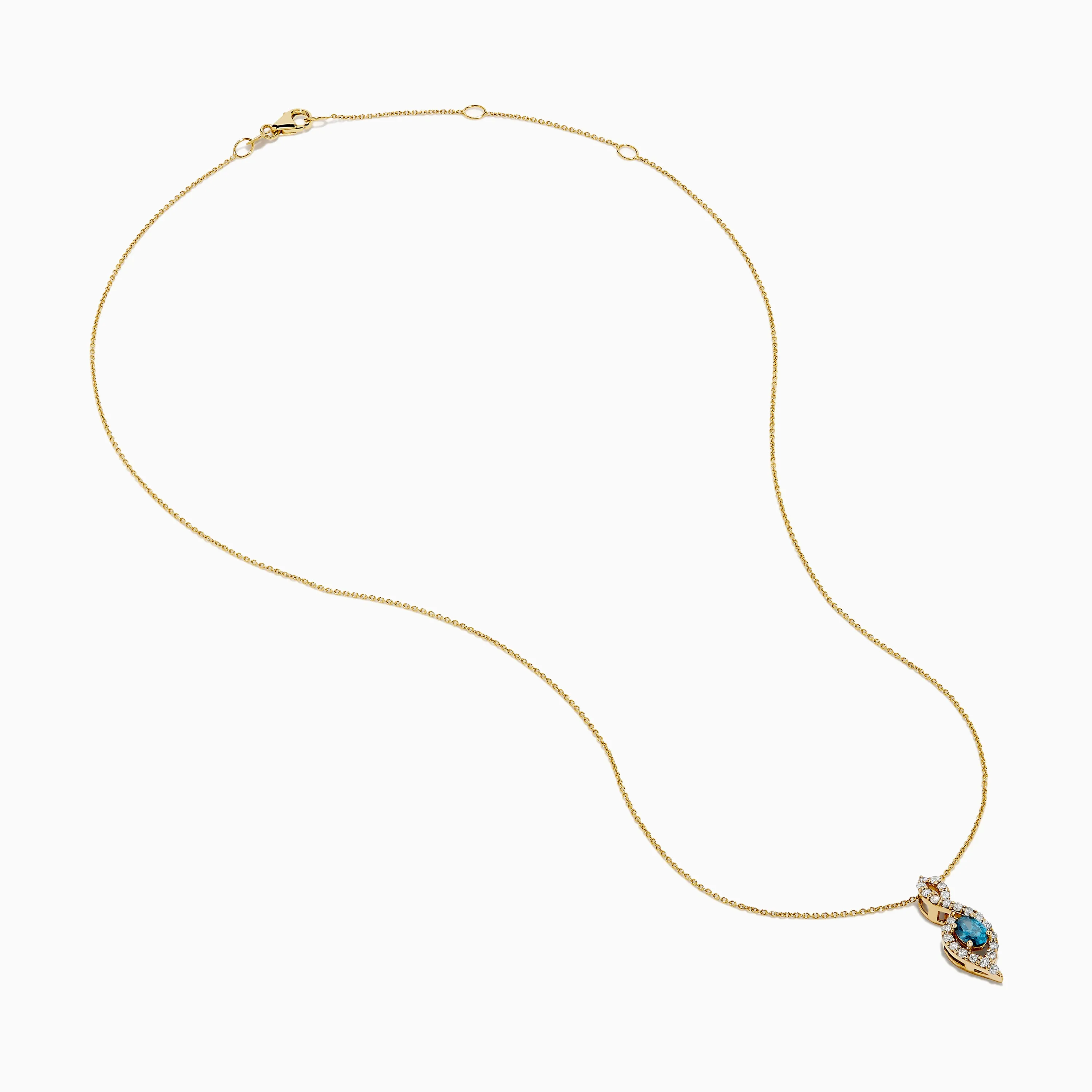 14K Yellow Gold Blue and White Diamond S-Curve Halo Pendant sold by Effy product image thumbnail 2