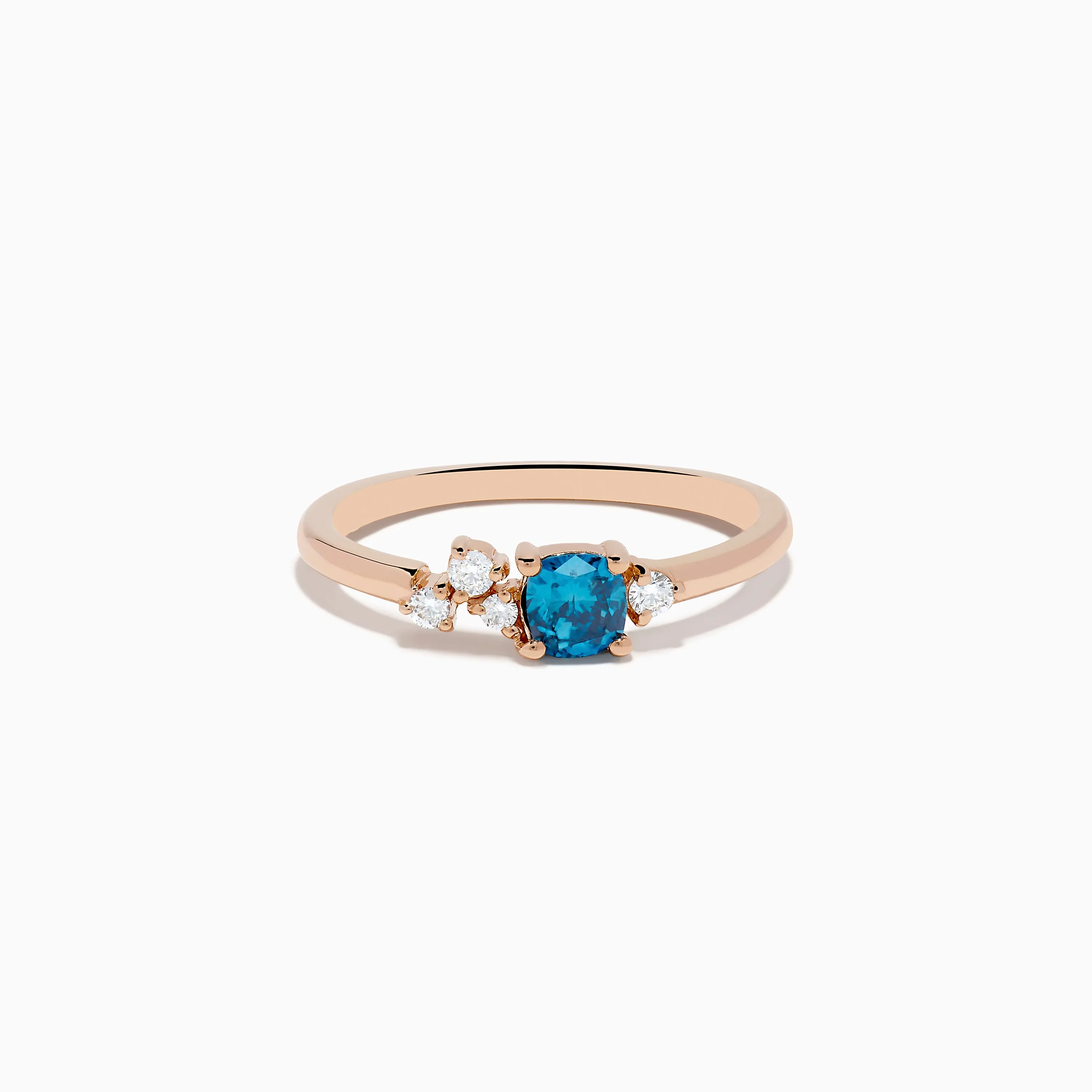 14K Rose Gold Blue and White Diamond Ring sold by Effy