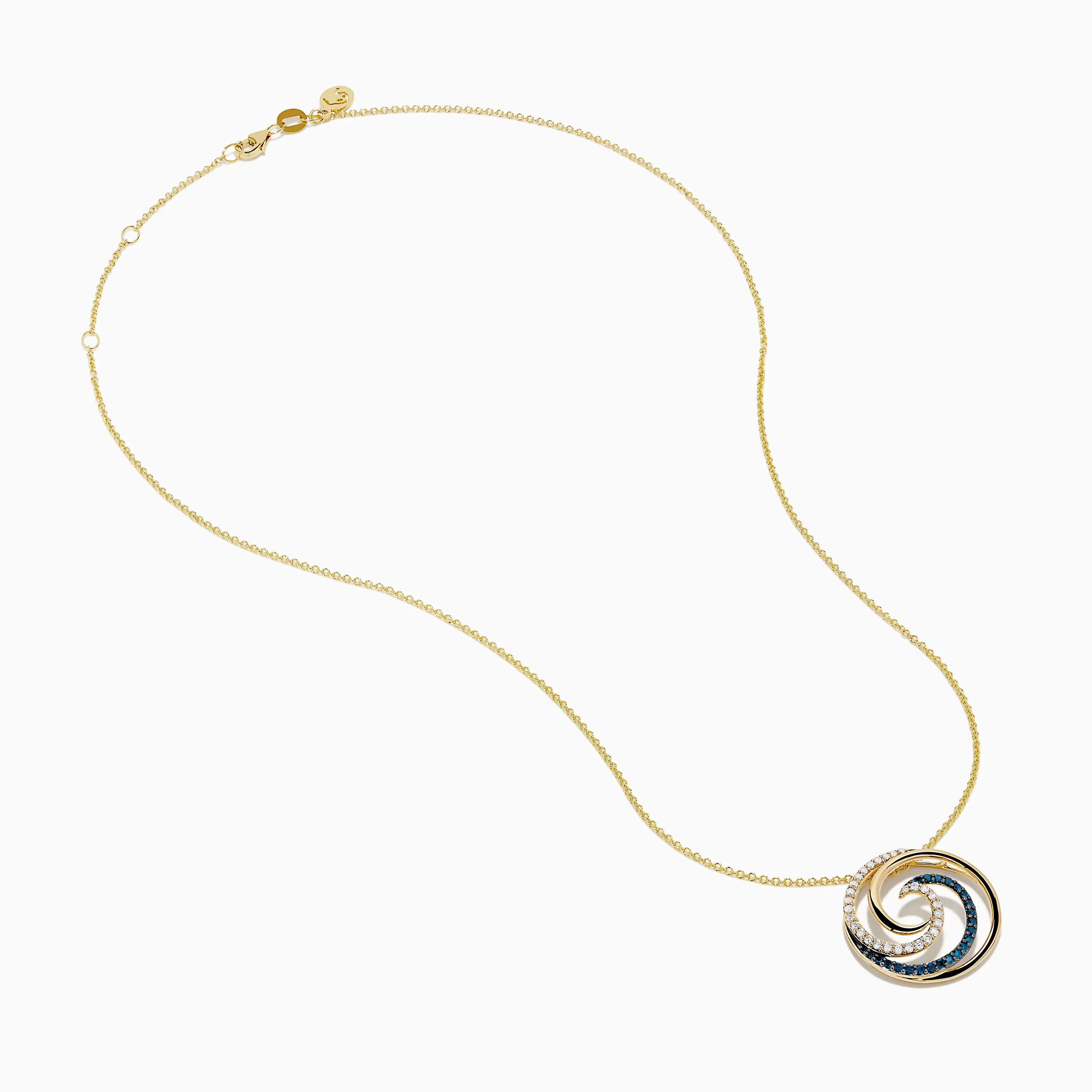 14 Karat Yellow Gold Blue Diamond Swirl Pendant sold by Effy product image thumbnail 2