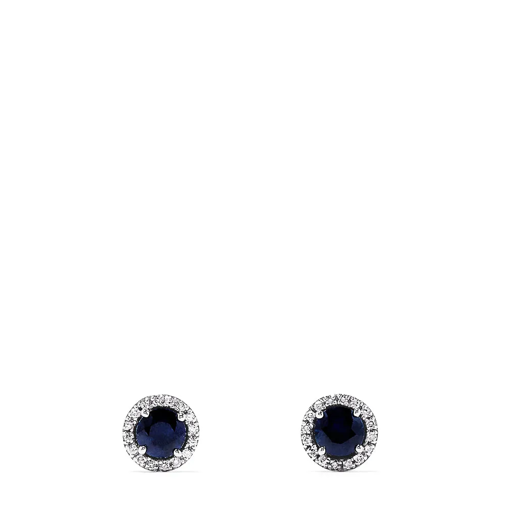 Royale Bleu 14K White Gold Sapphire & Diamond Stud Earrings, 1.27 TCW sold by Effy